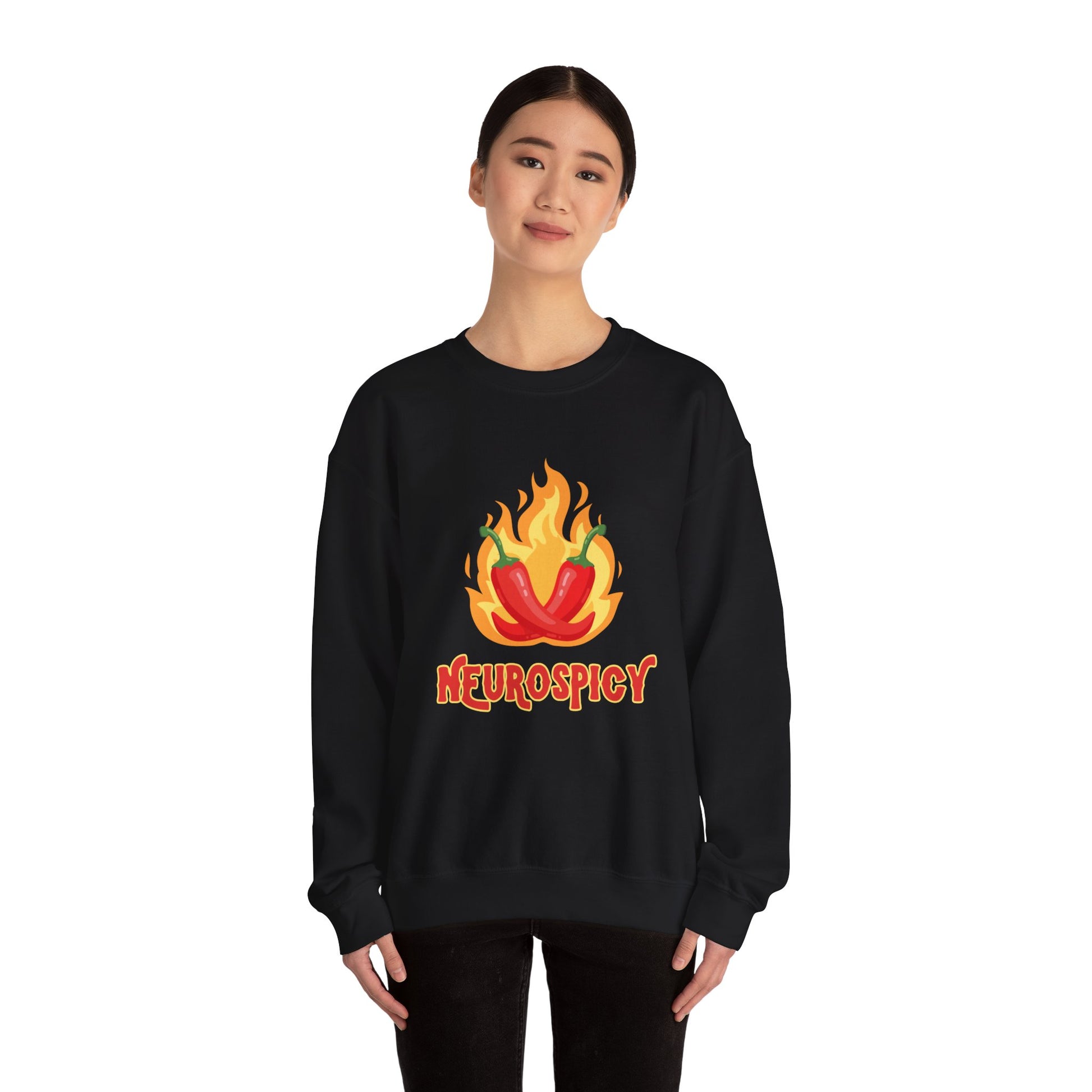 Neurospicy Flaming Peppers Unisex Heavy Blend Crewneck Sweatshirt