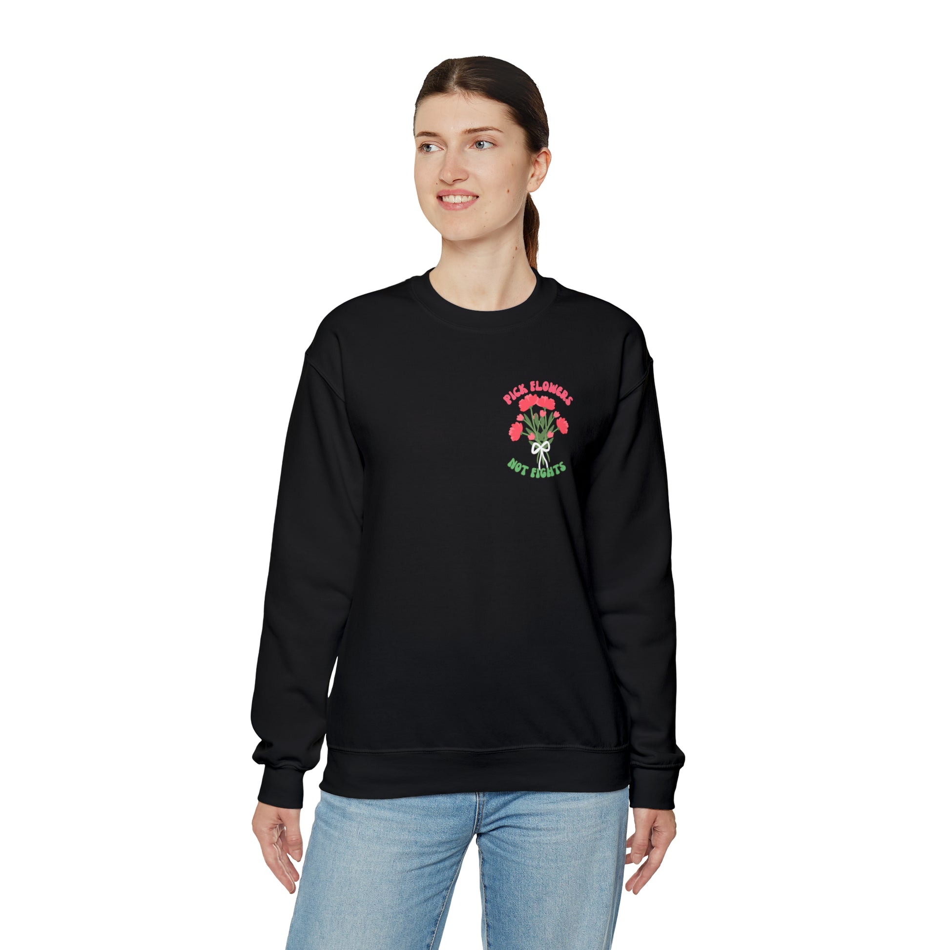 Pick Flowers Not Fights (Modern) Unisex Heavy Blend Crewneck Sweatshirt