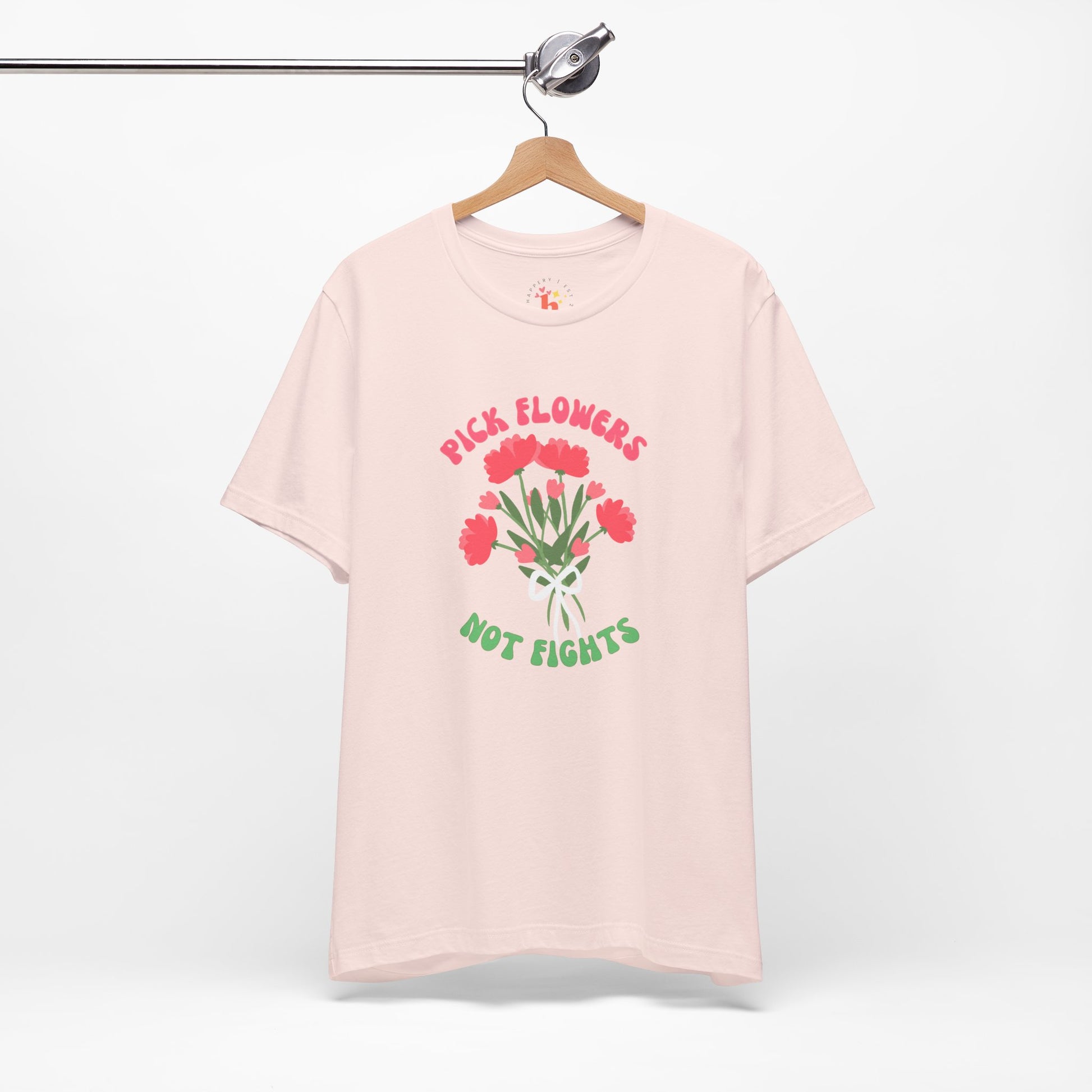 Pick Flowers Not Fights (Modern) Unisex Tee Shirt - Certified Organic & Vegan