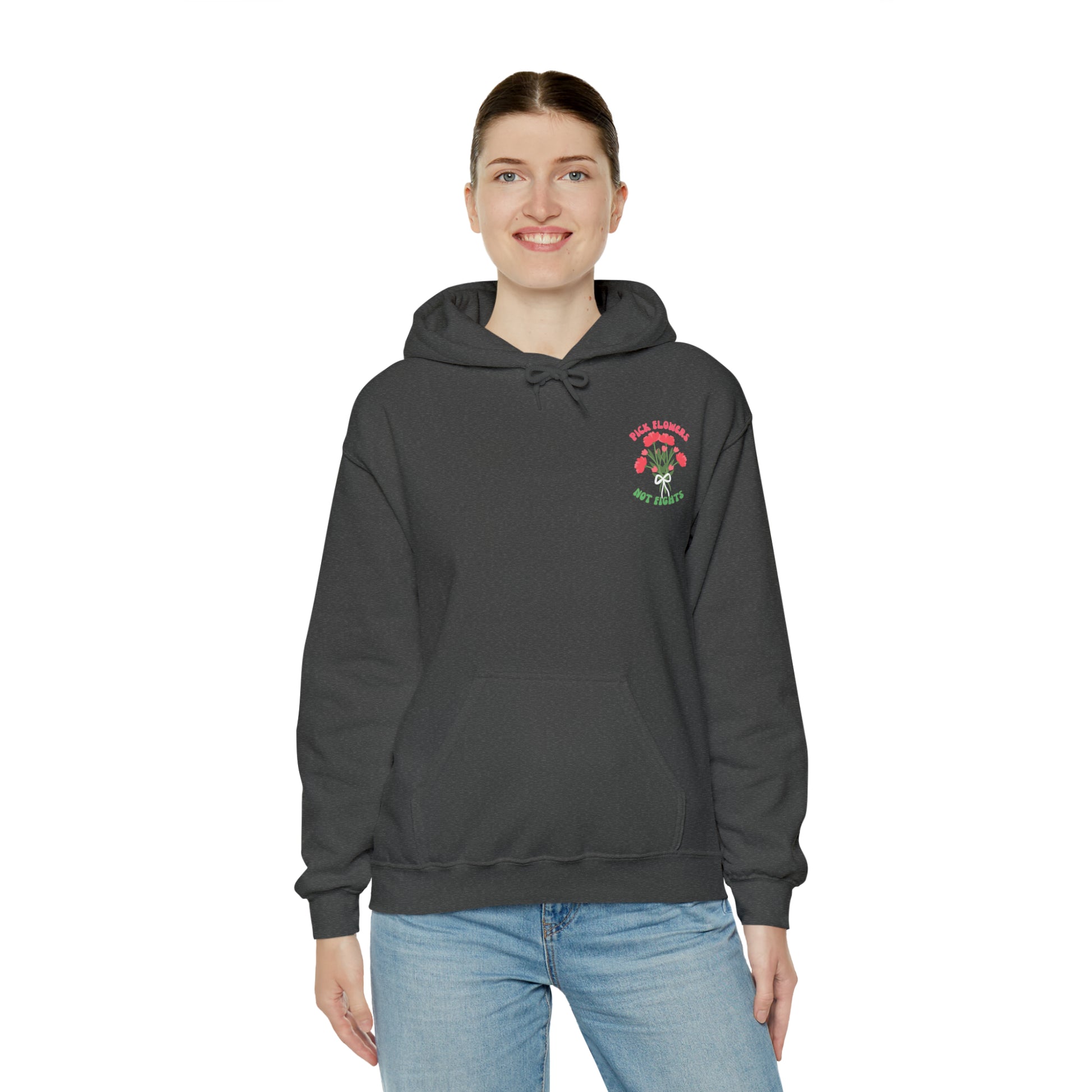 Pick Flowers Not Fights (Modern) Unisex Heavy Blend Hooded Sweatshirt