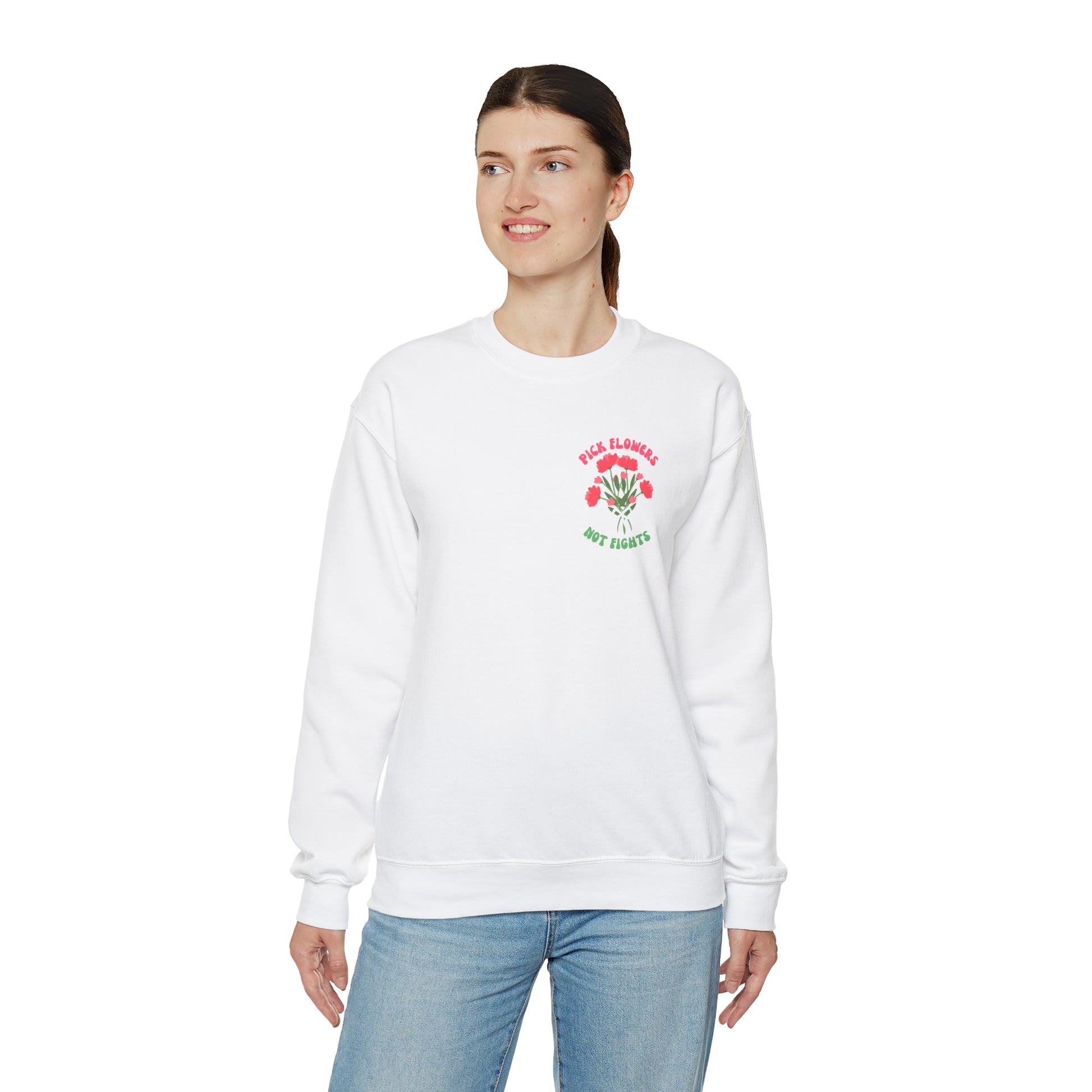 Pick Flowers Not Fights (Modern) Unisex Heavy Blend Crewneck Sweatshirt