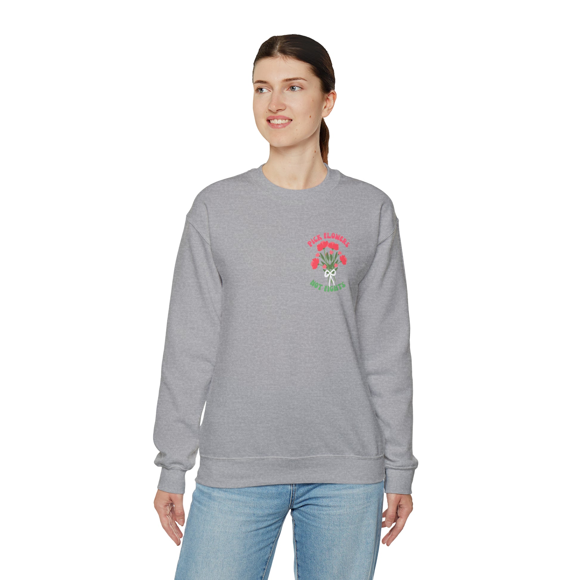 Pick Flowers Not Fights (Modern) Unisex Heavy Blend Crewneck Sweatshirt