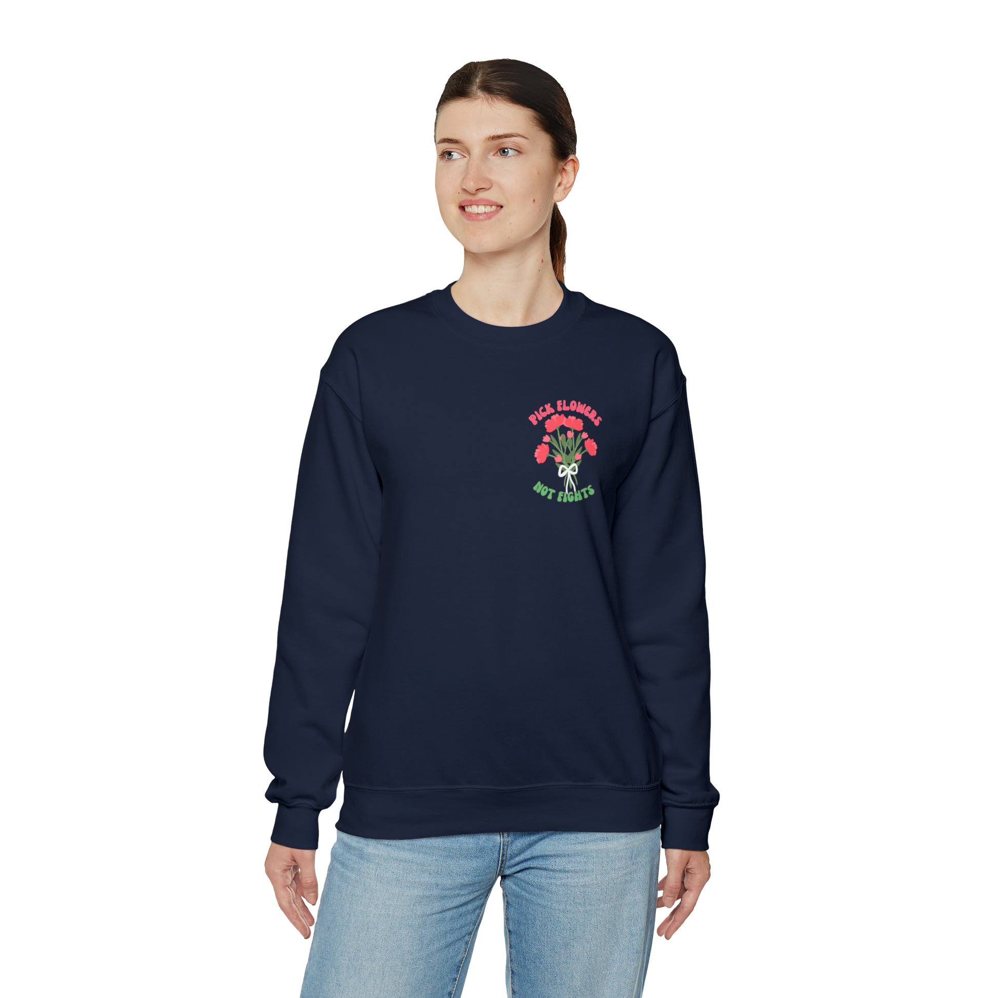 Pick Flowers Not Fights (Modern) Unisex Heavy Blend Crewneck Sweatshirt