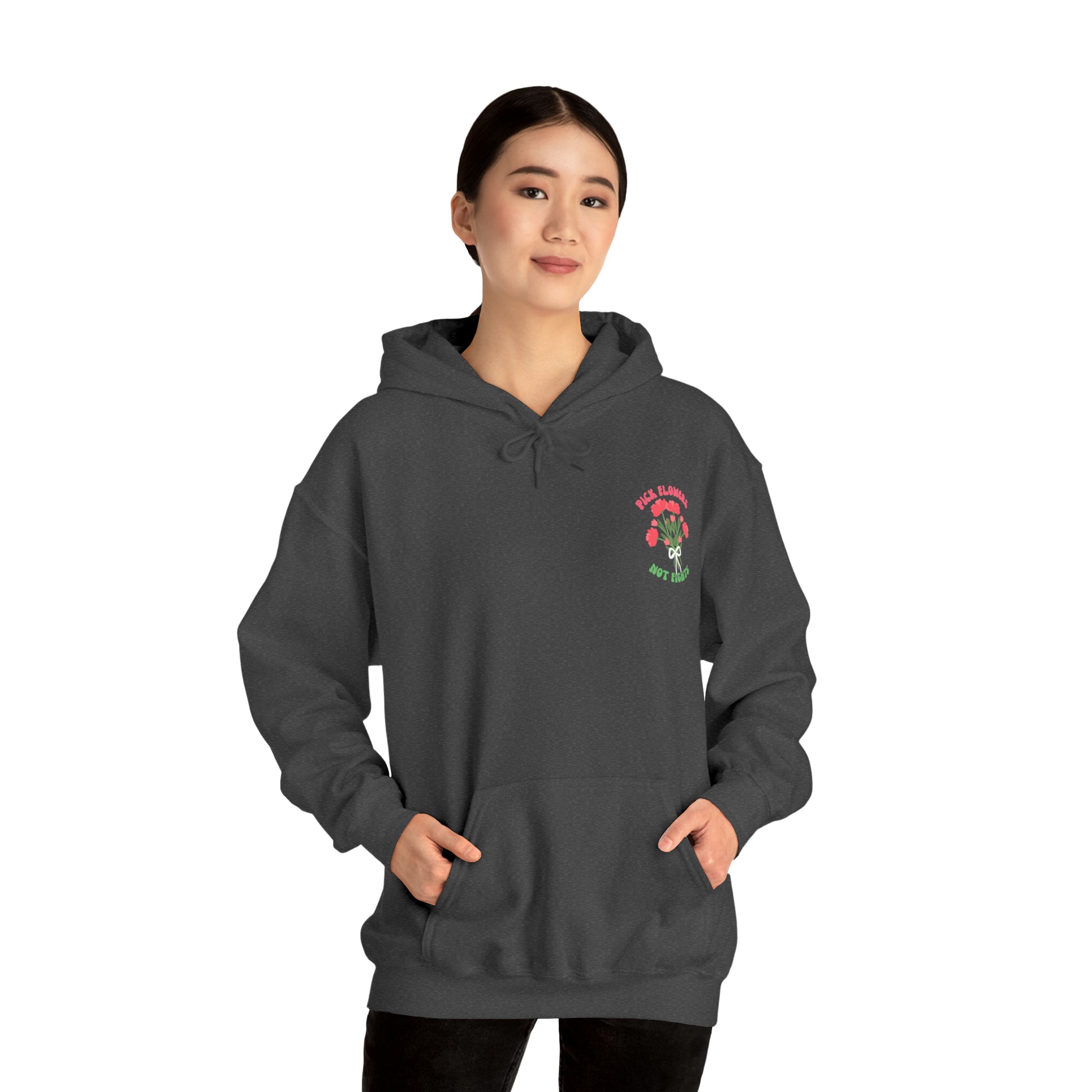 Pick Flowers Not Fights (Modern) Unisex Heavy Blend Hooded Sweatshirt