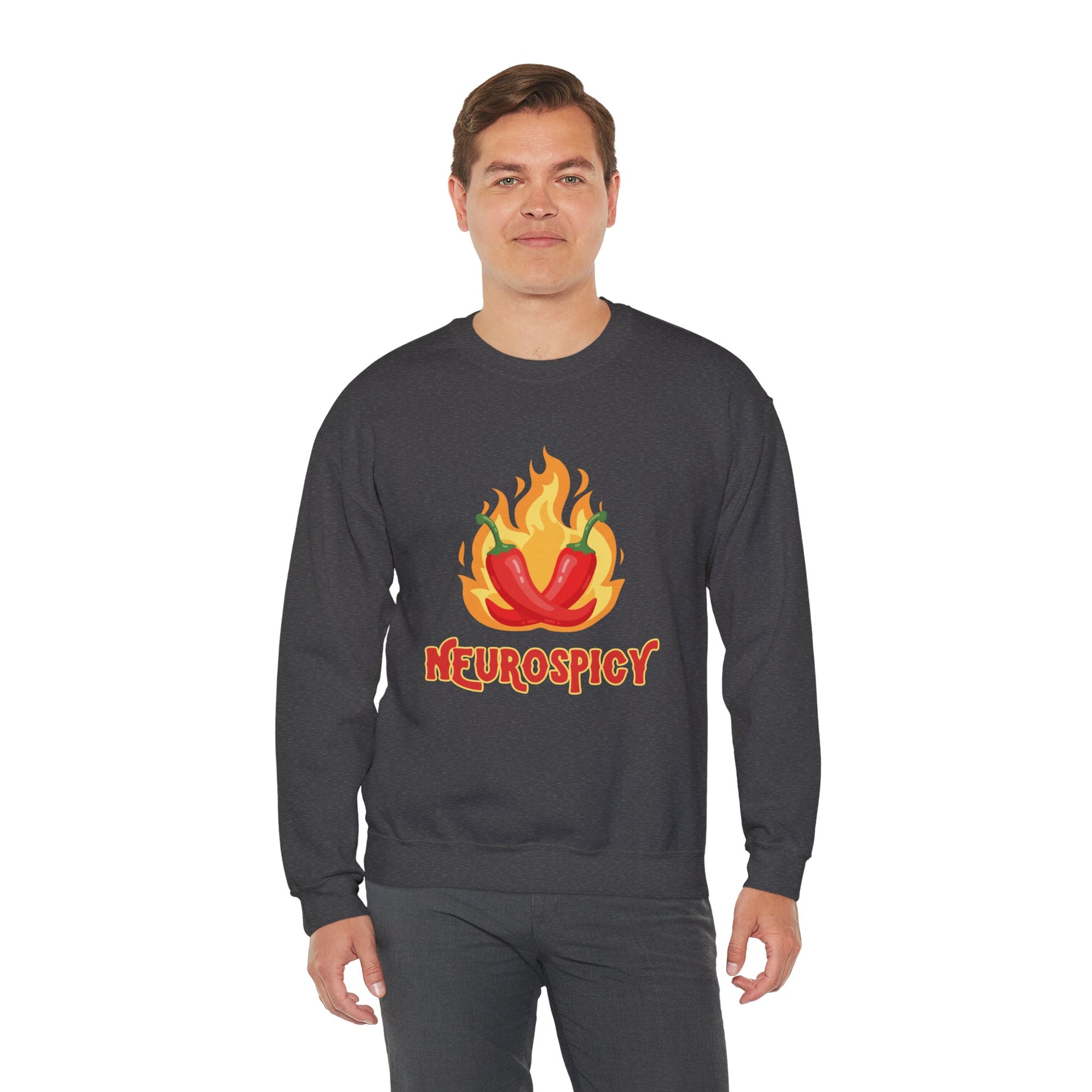 Neurospicy Flaming Peppers Unisex Heavy Blend Crewneck Sweatshirt