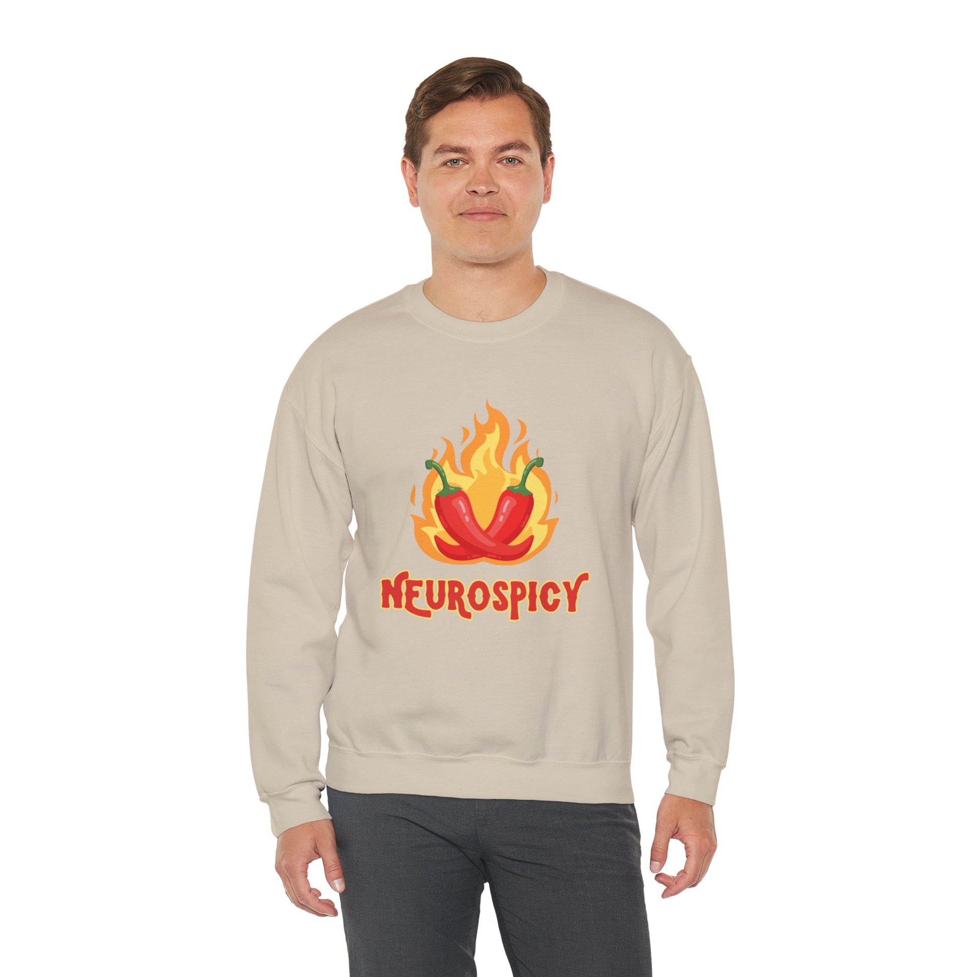 Neurospicy Flaming Peppers Unisex Heavy Blend Crewneck Sweatshirt