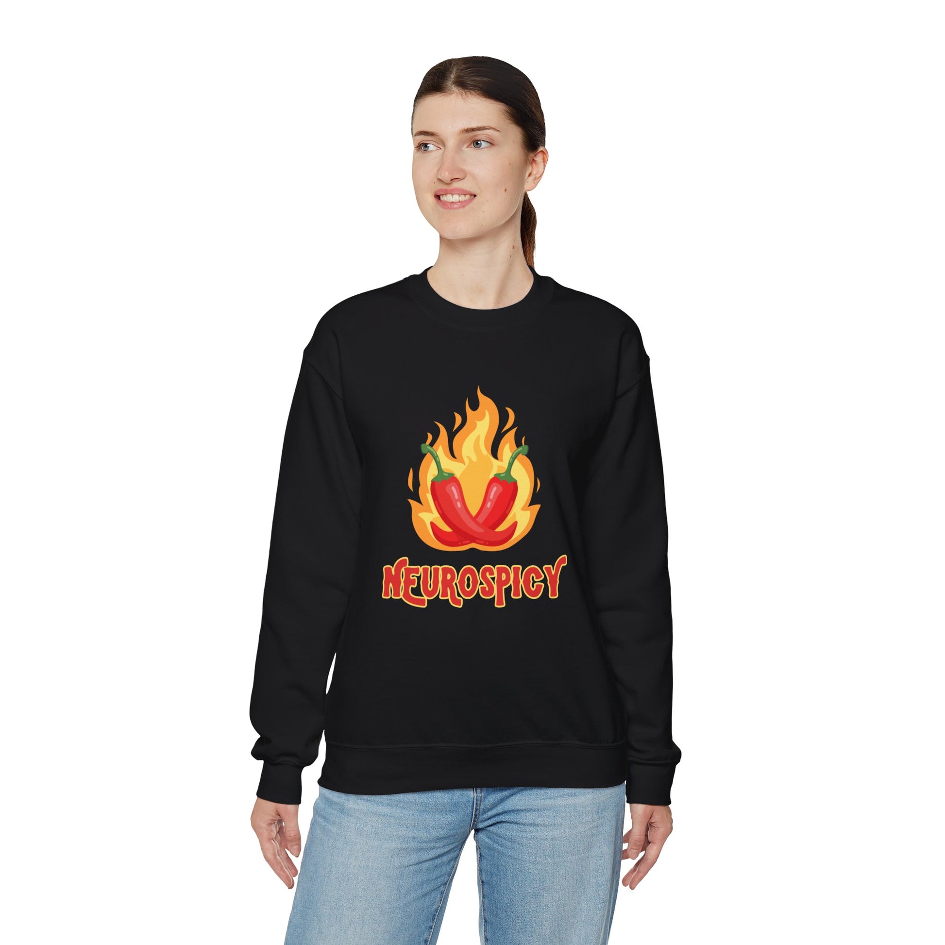 Neurospicy Flaming Peppers Unisex Heavy Blend Crewneck Sweatshirt