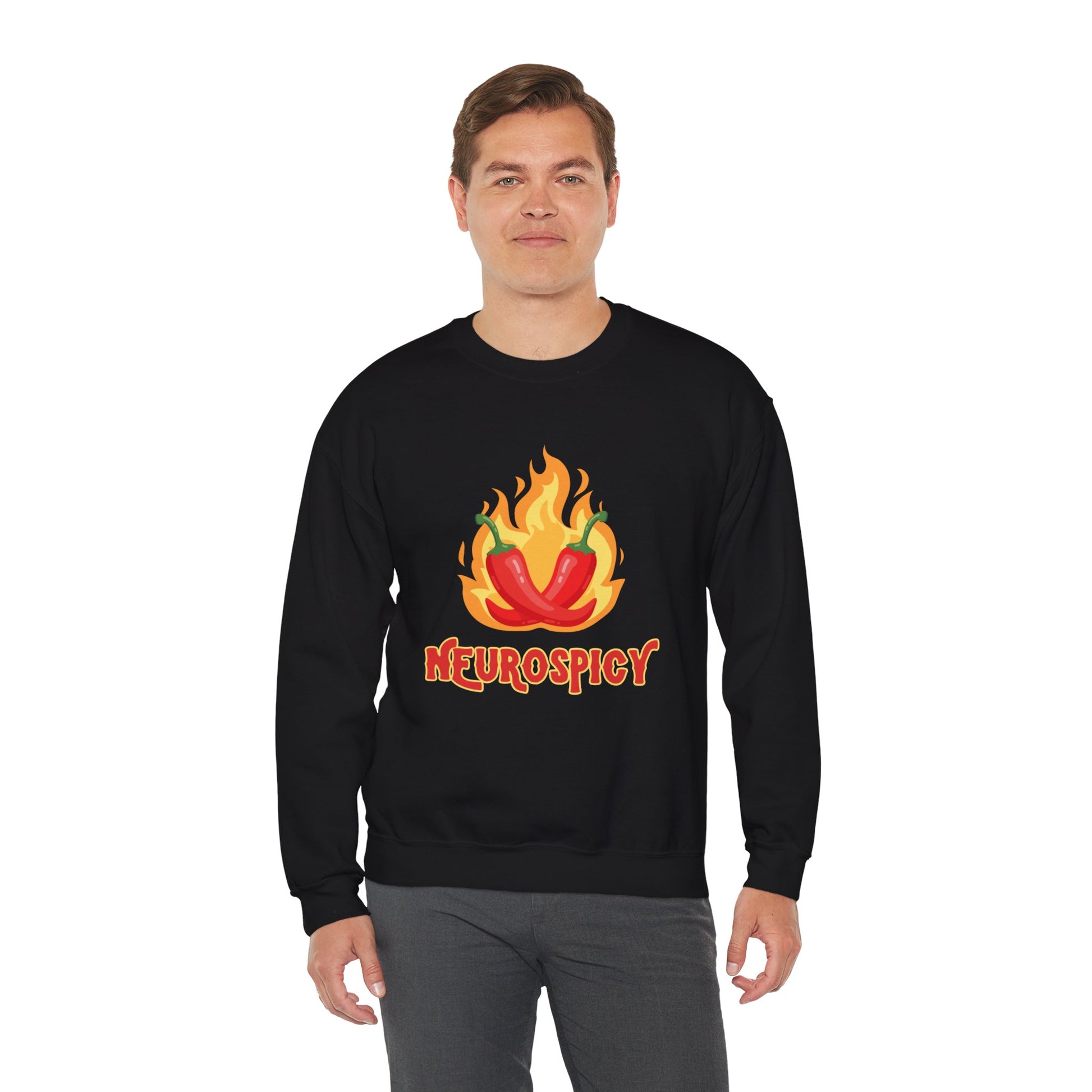 Neurospicy Flaming Peppers Unisex Heavy Blend Crewneck Sweatshirt