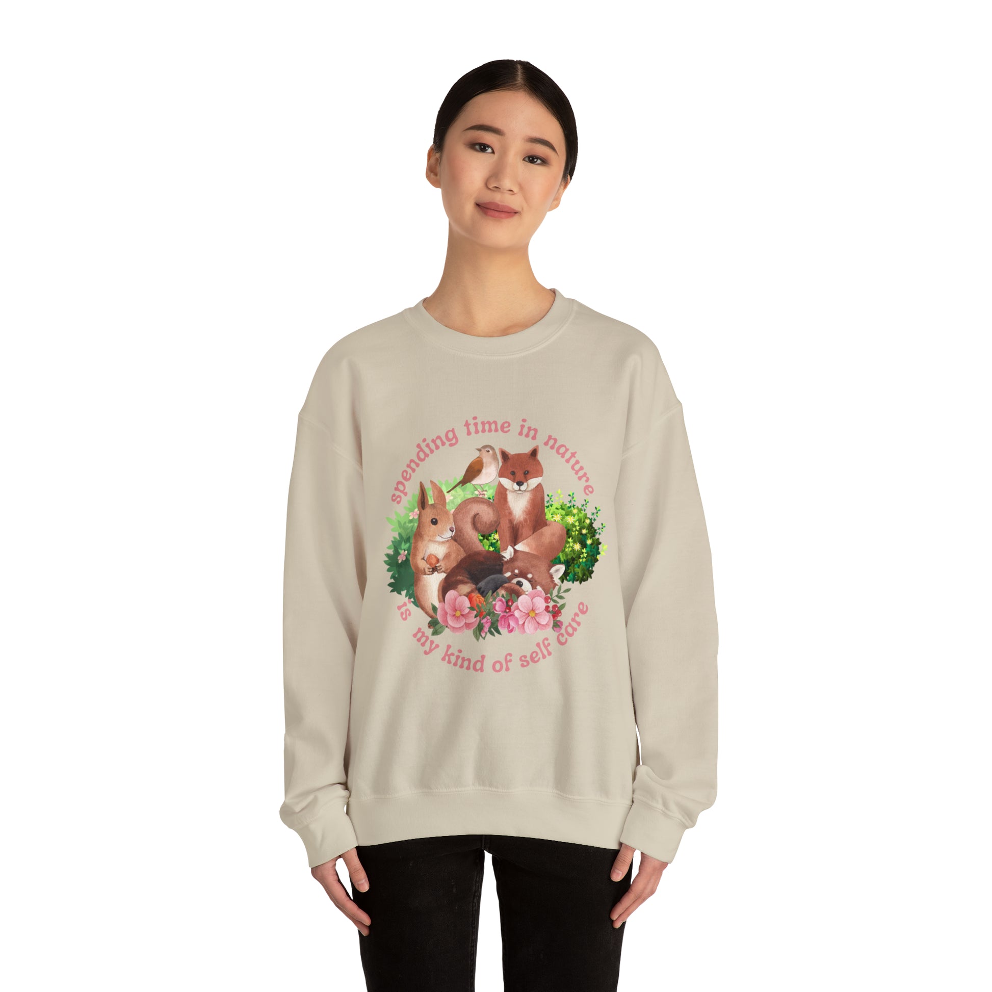 Nature is My Self Care Vintage Retro Style Unisex Heavy Blend Crewneck Sweatshirt (Fauna)