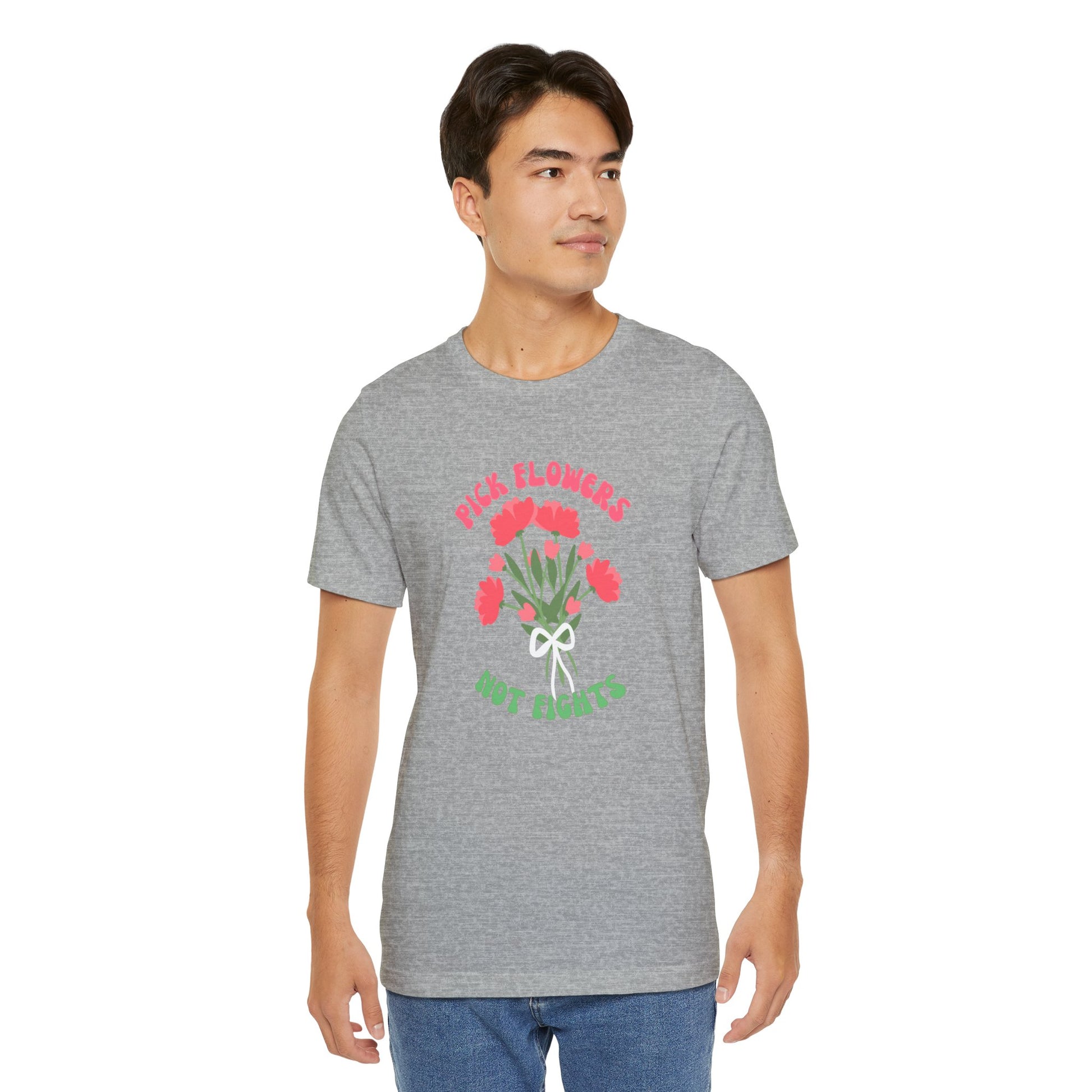 Pick Flowers Not Fights (Modern) Unisex Tee Shirt - Certified Organic & Vegan