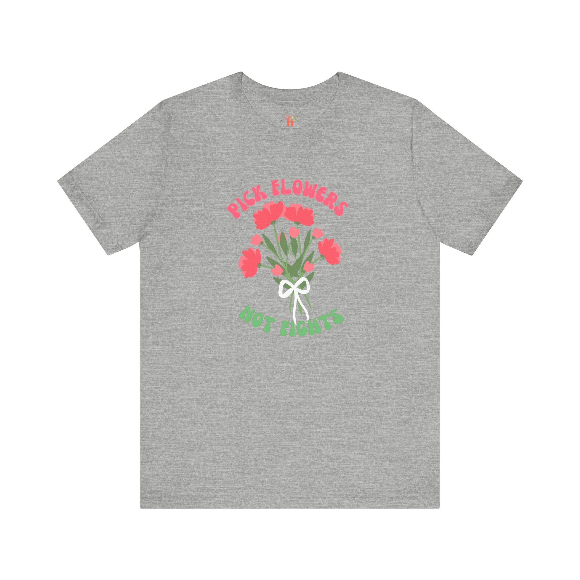 Pick Flowers Not Fights (Modern) Unisex Tee Shirt - Certified Organic & Vegan