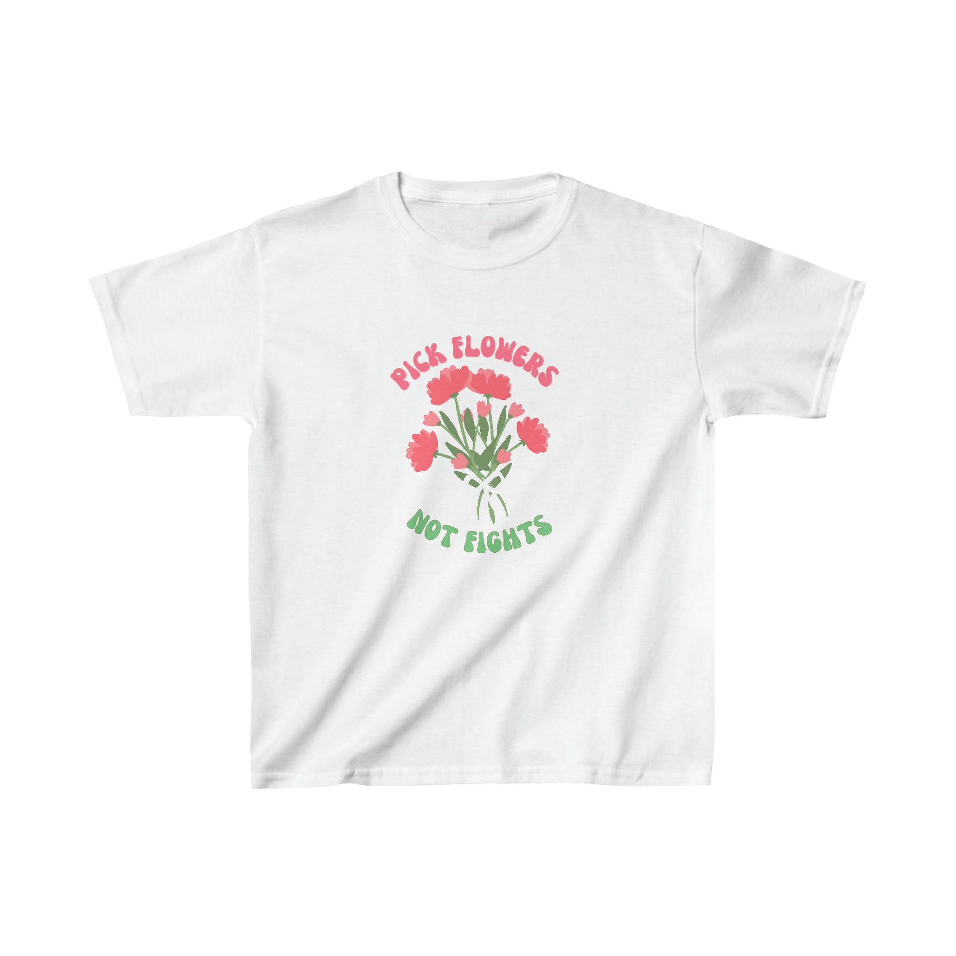 Pick Flowers, Not Fights Kids Heavy Cotton™ Tee