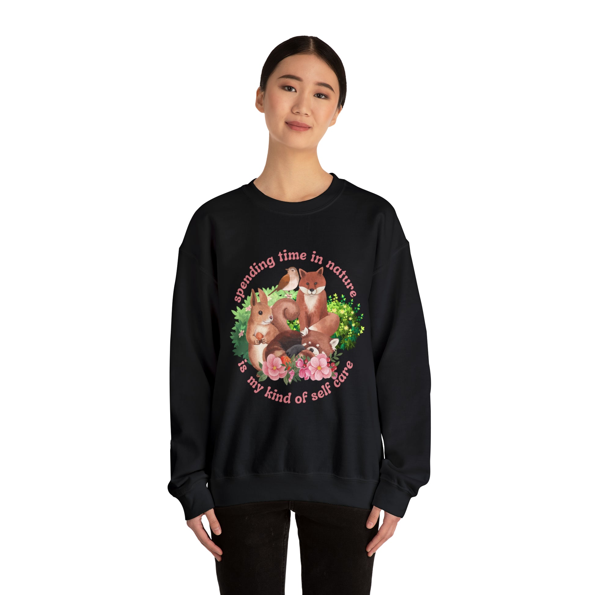 Nature is My Self Care Vintage Retro Style Unisex Heavy Blend Crewneck Sweatshirt (Fauna)