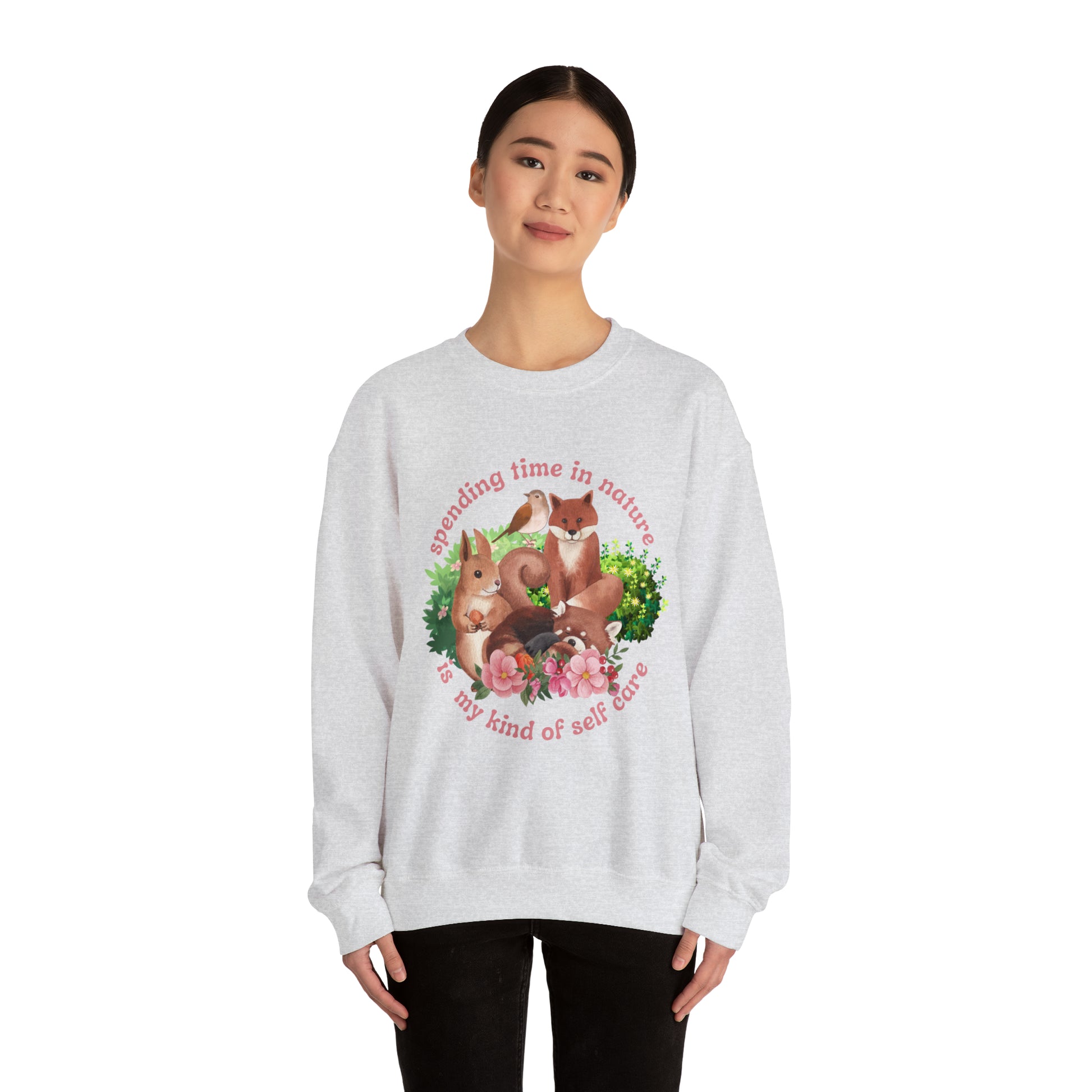 Nature is My Self Care Vintage Retro Style Unisex Heavy Blend Crewneck Sweatshirt (Fauna)