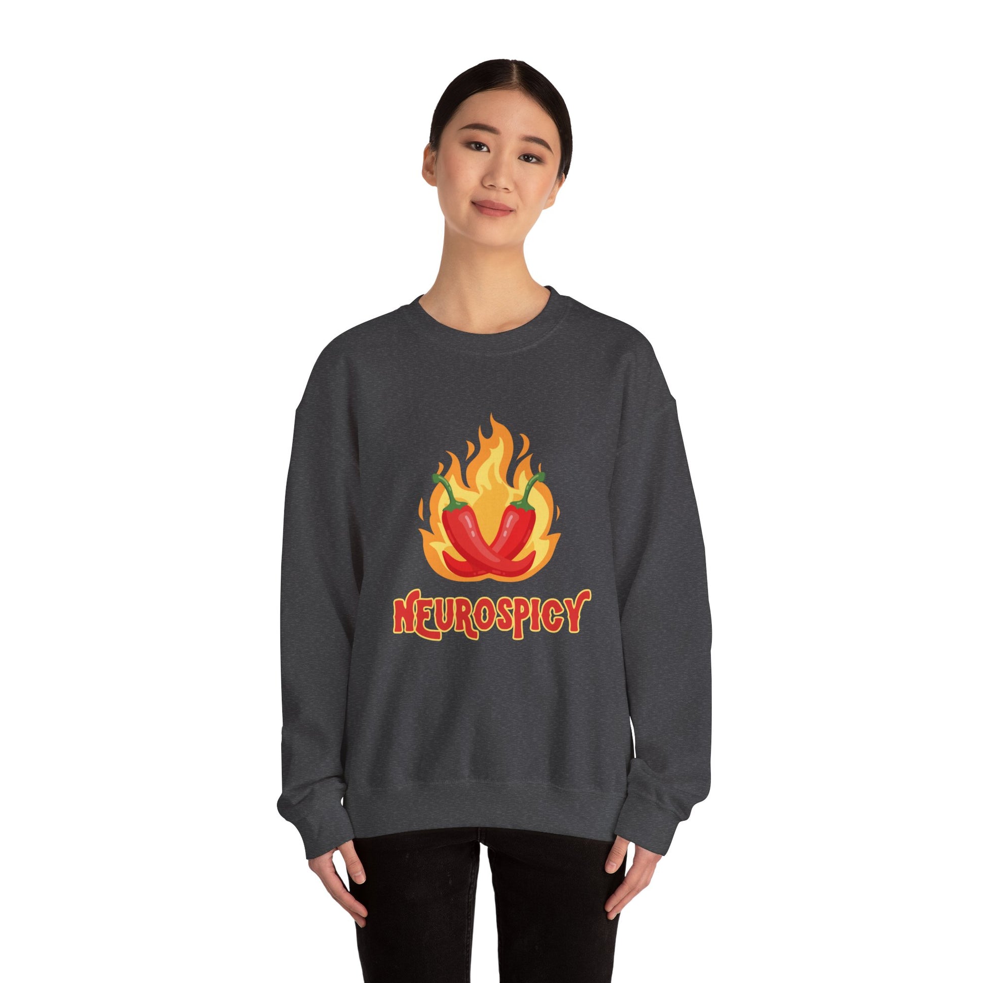 Neurospicy Flaming Peppers Unisex Heavy Blend Crewneck Sweatshirt