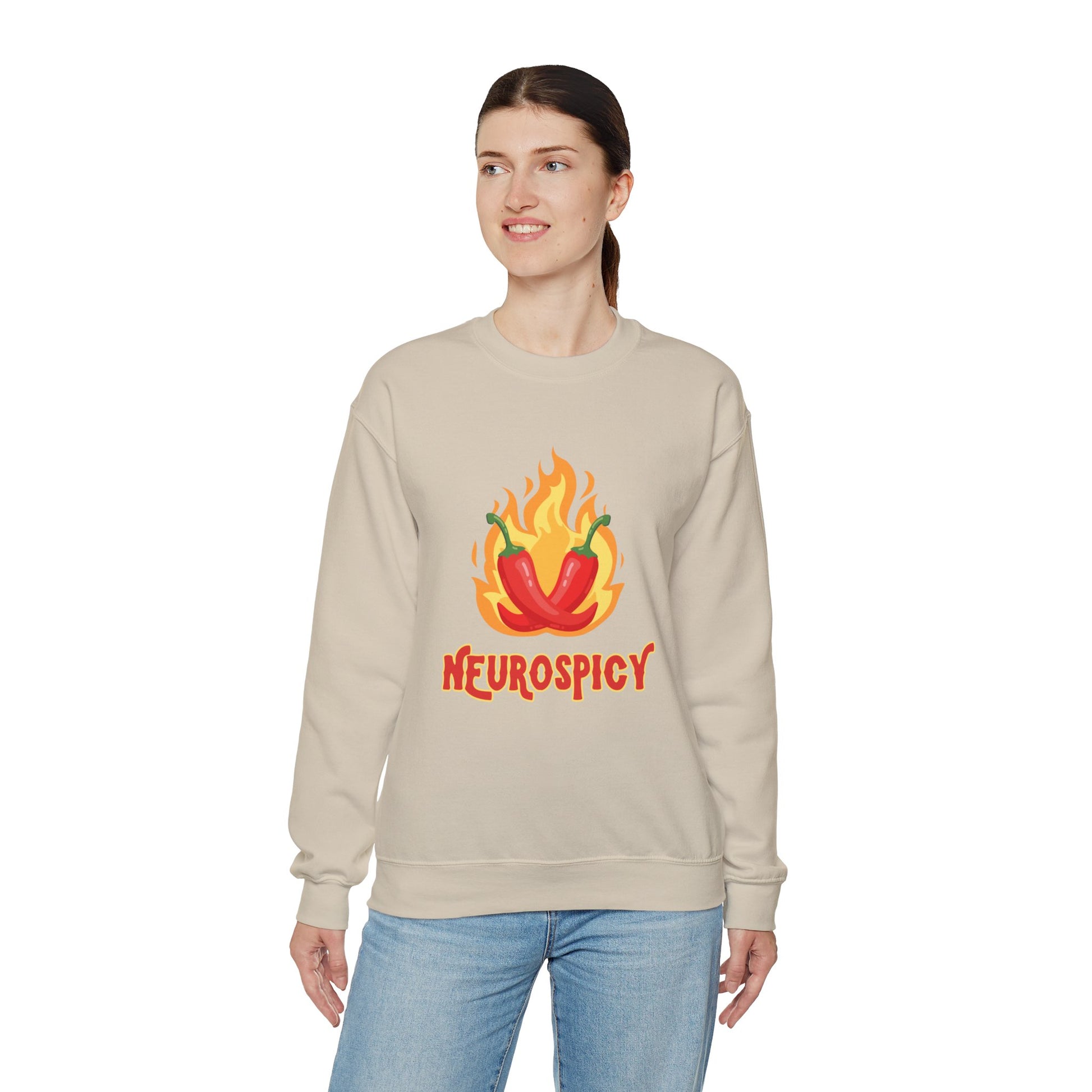 Neurospicy Flaming Peppers Unisex Heavy Blend Crewneck Sweatshirt