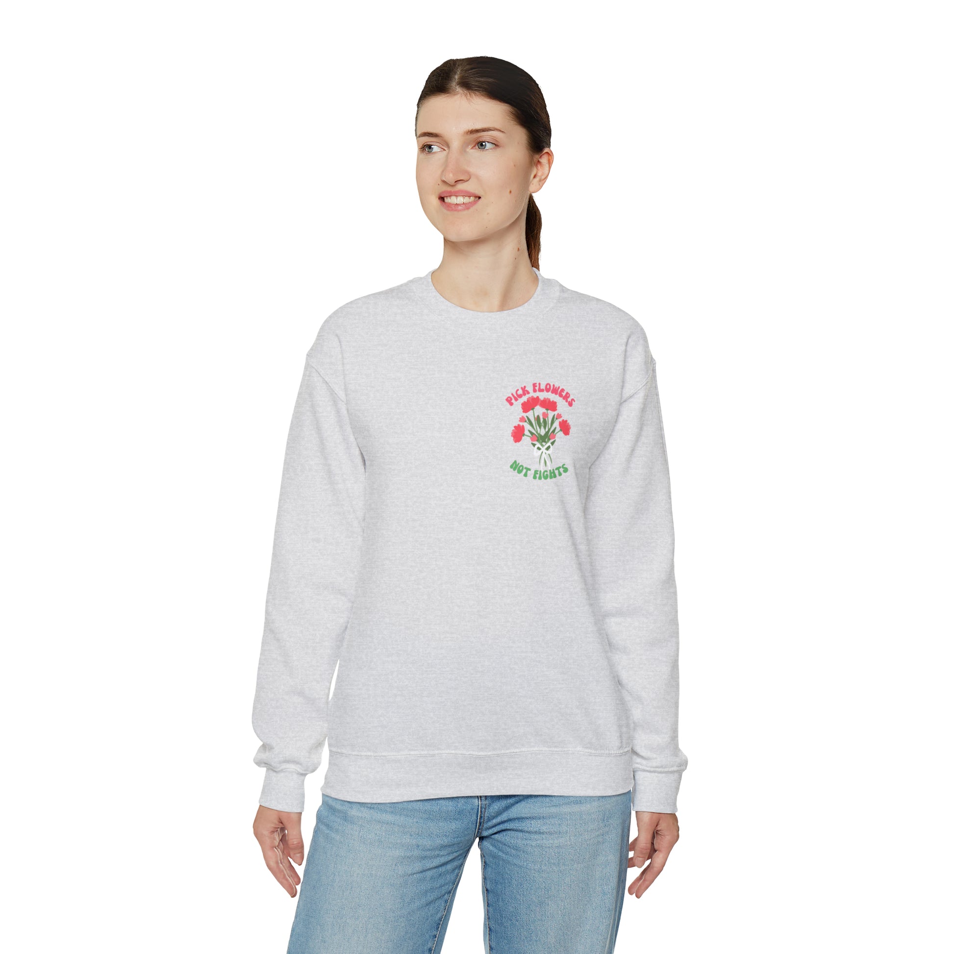 Pick Flowers Not Fights (Modern) Unisex Heavy Blend Crewneck Sweatshirt