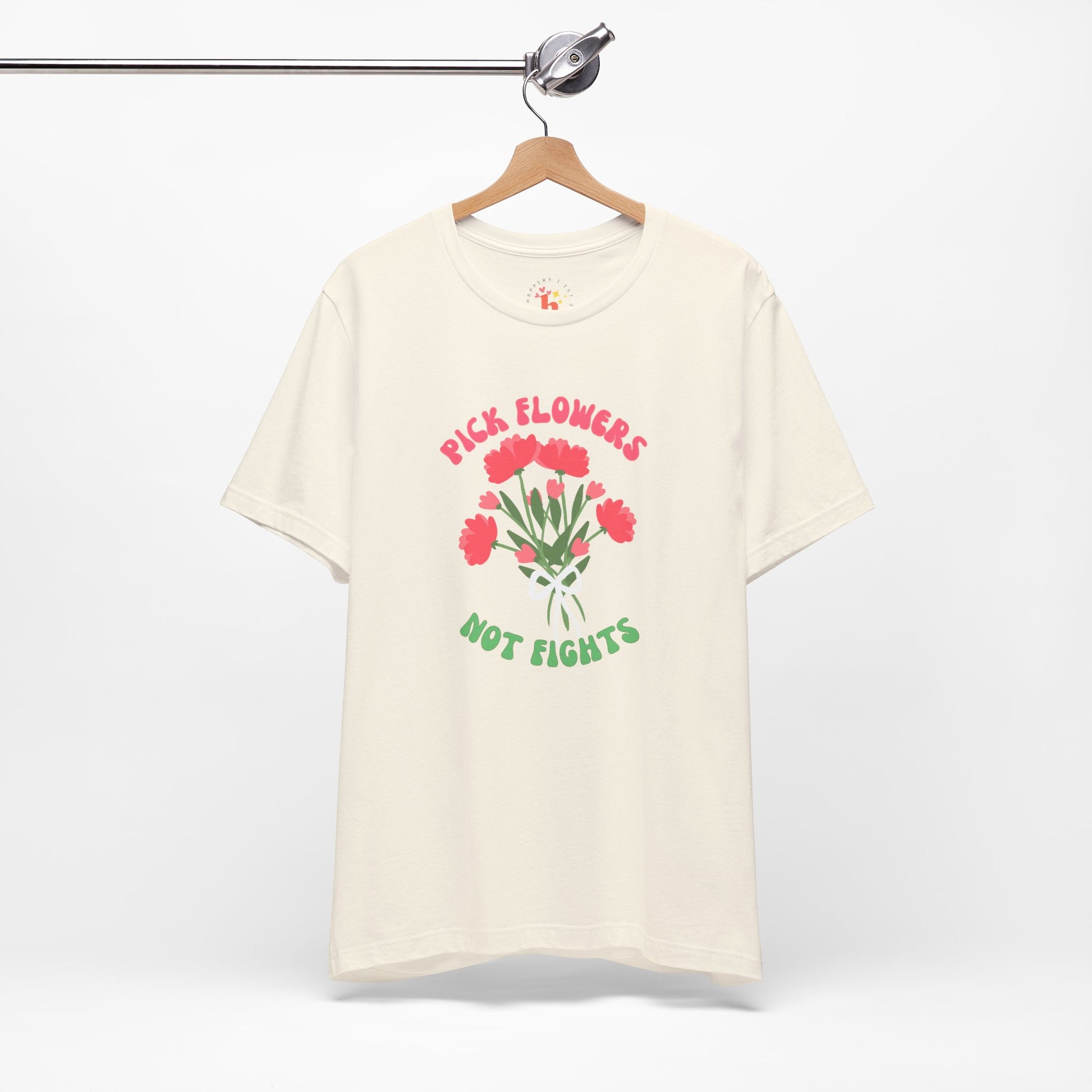 Pick Flowers Not Fights (Modern) Unisex Tee Shirt - Certified Organic & Vegan