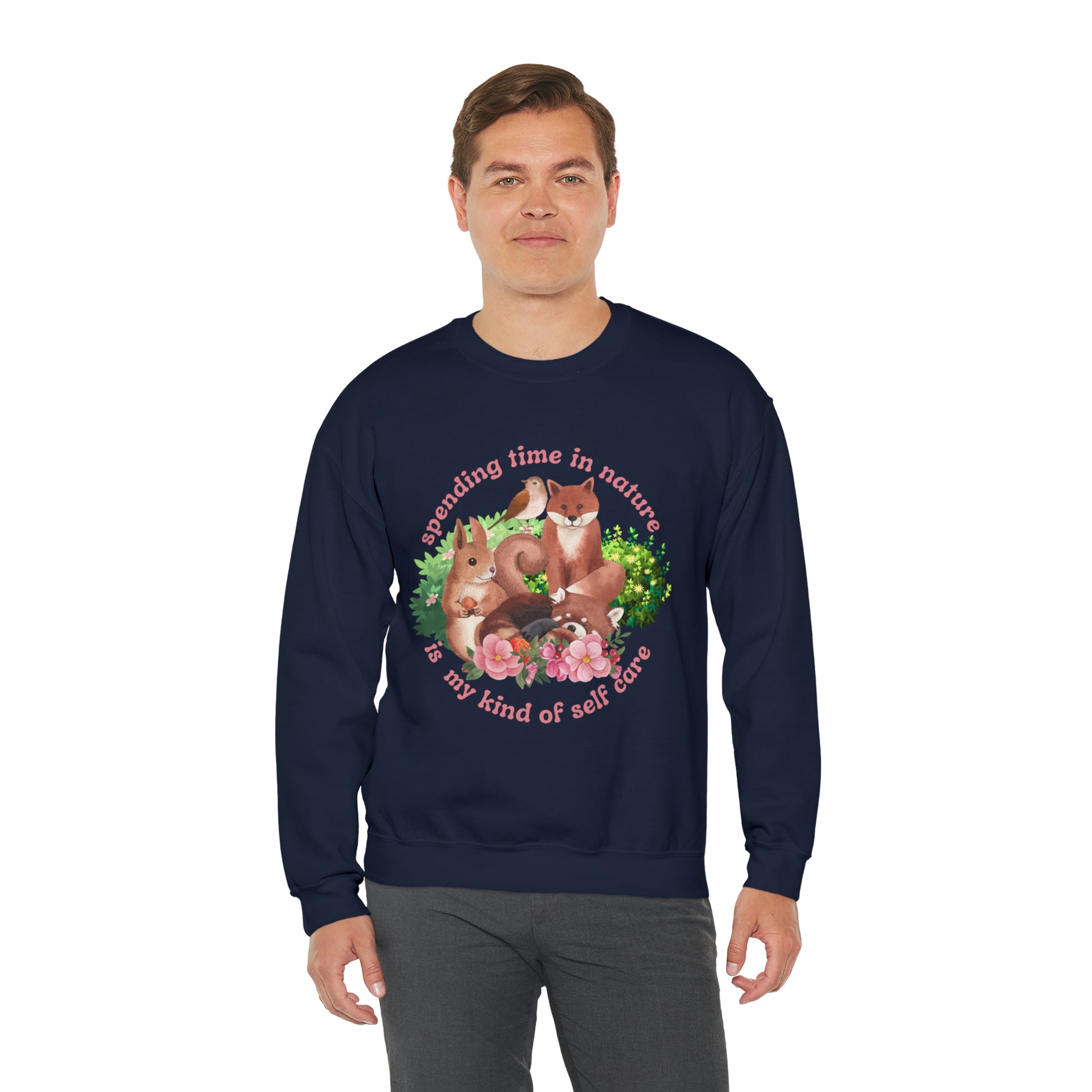 Nature is My Self Care Vintage Retro Style Unisex Heavy Blend Crewneck Sweatshirt (Fauna)