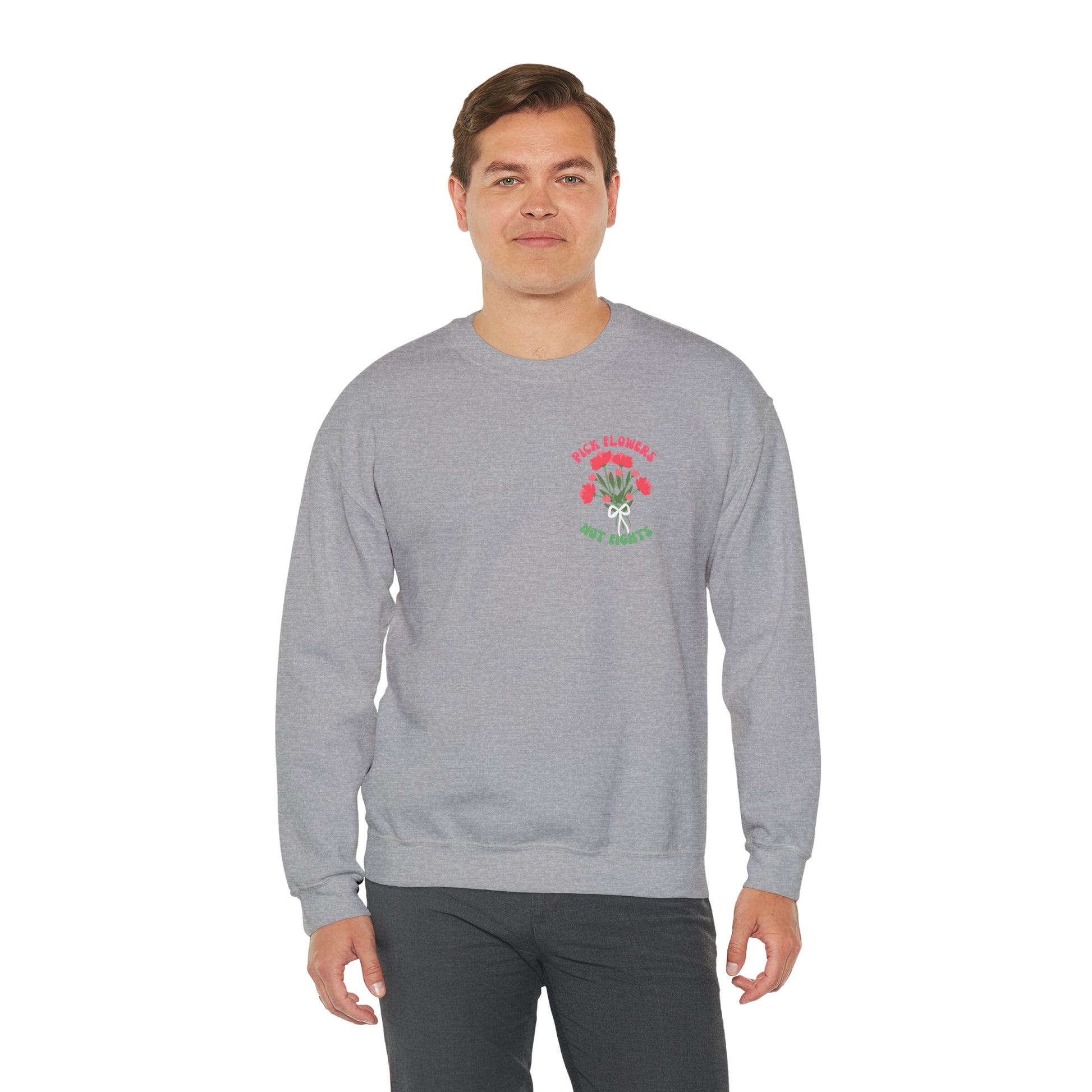 Pick Flowers Not Fights (Modern) Unisex Heavy Blend Crewneck Sweatshirt