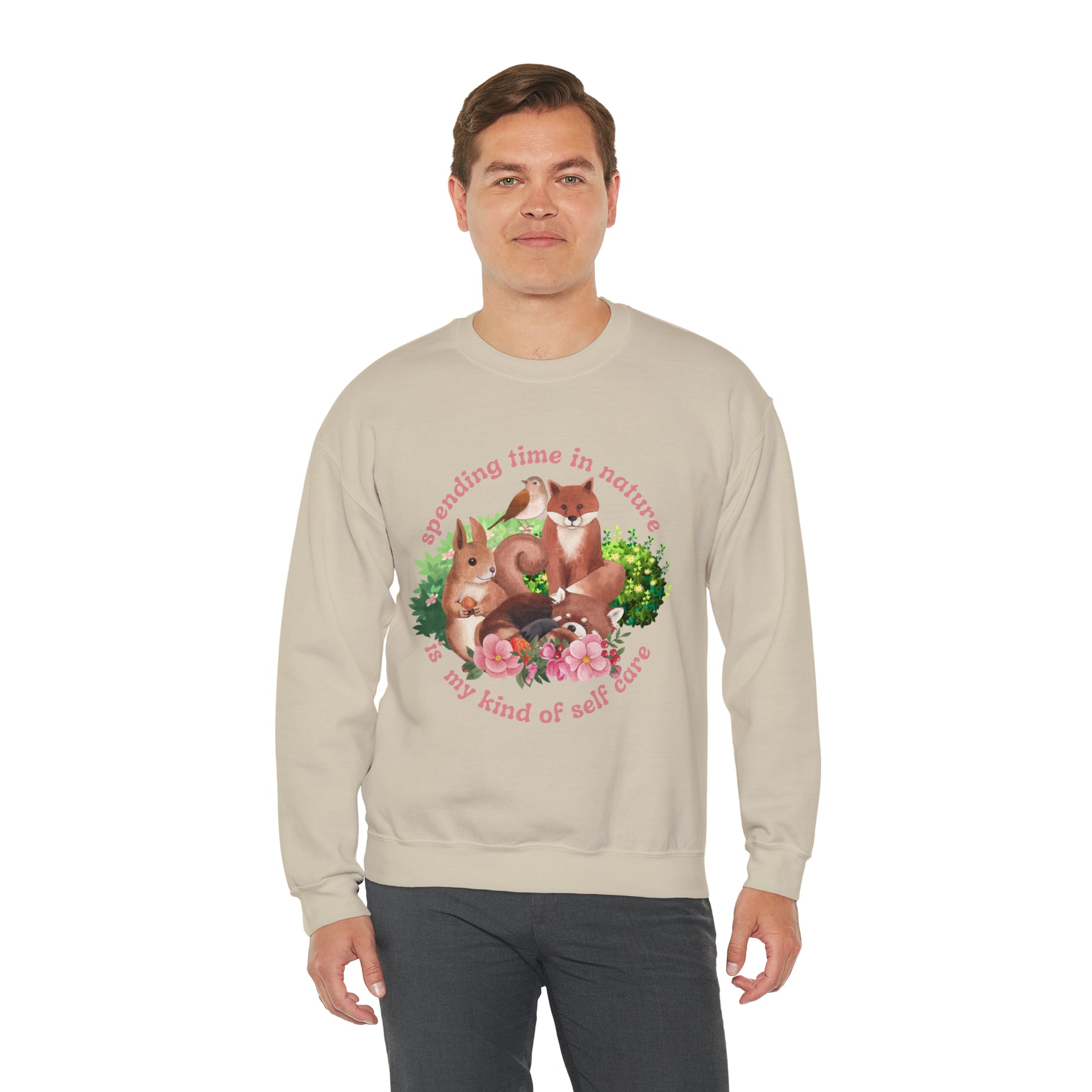 Nature is My Self Care Vintage Retro Style Unisex Heavy Blend Crewneck Sweatshirt (Fauna)