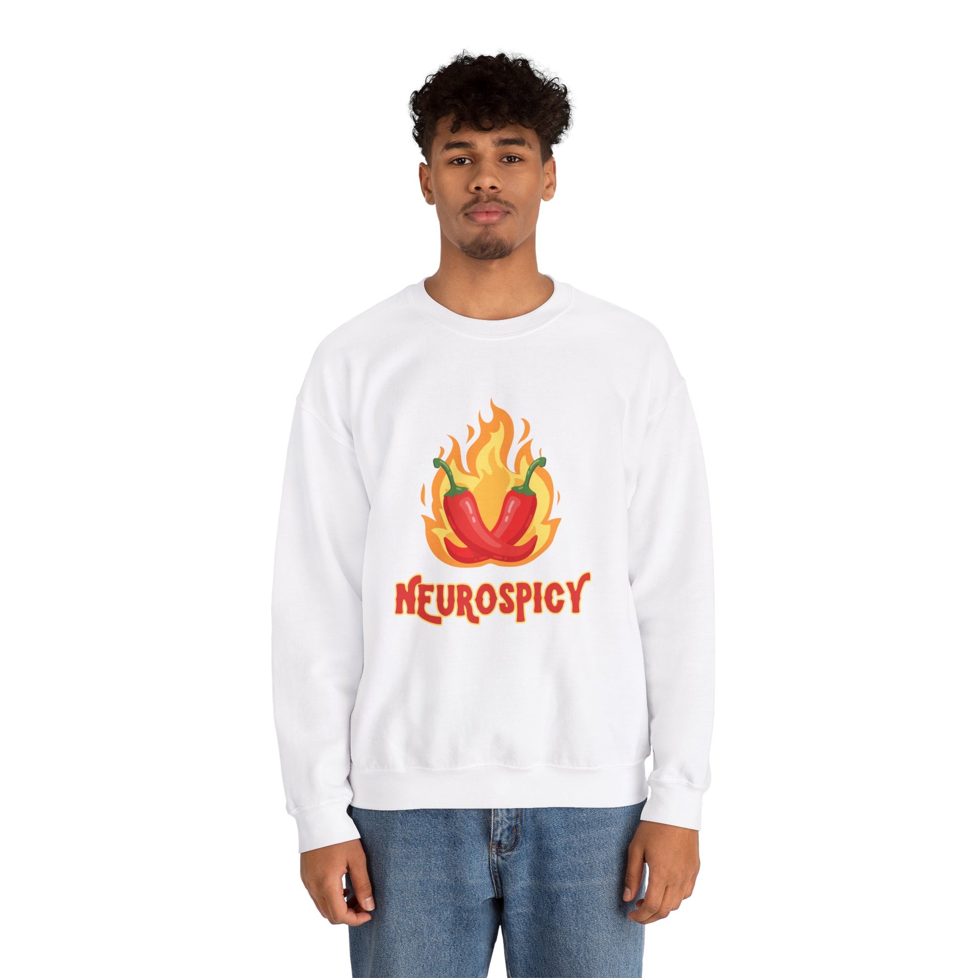 Neurospicy Flaming Peppers Unisex Heavy Blend Crewneck Sweatshirt