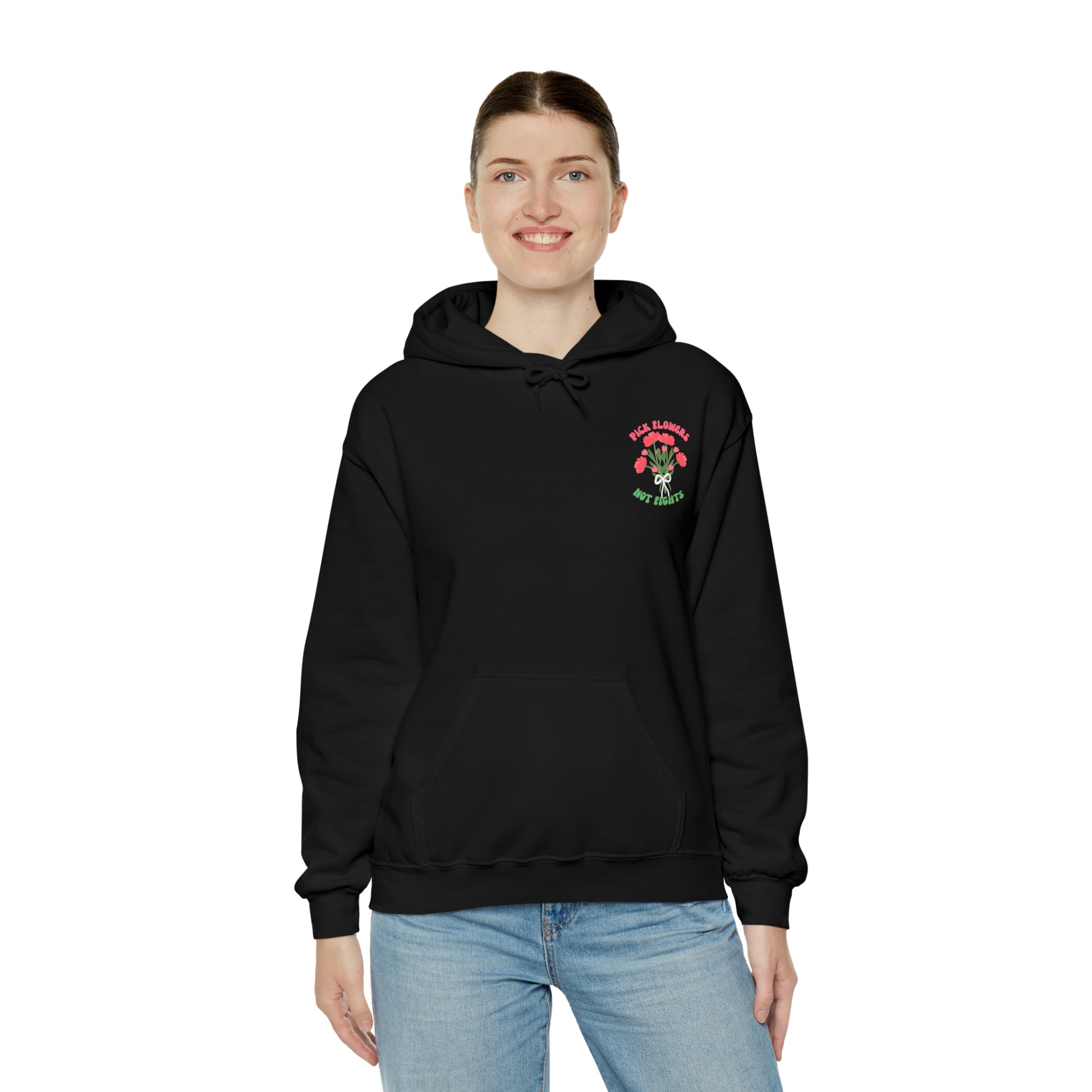 Pick Flowers Not Fights (Modern) Unisex Heavy Blend Hooded Sweatshirt