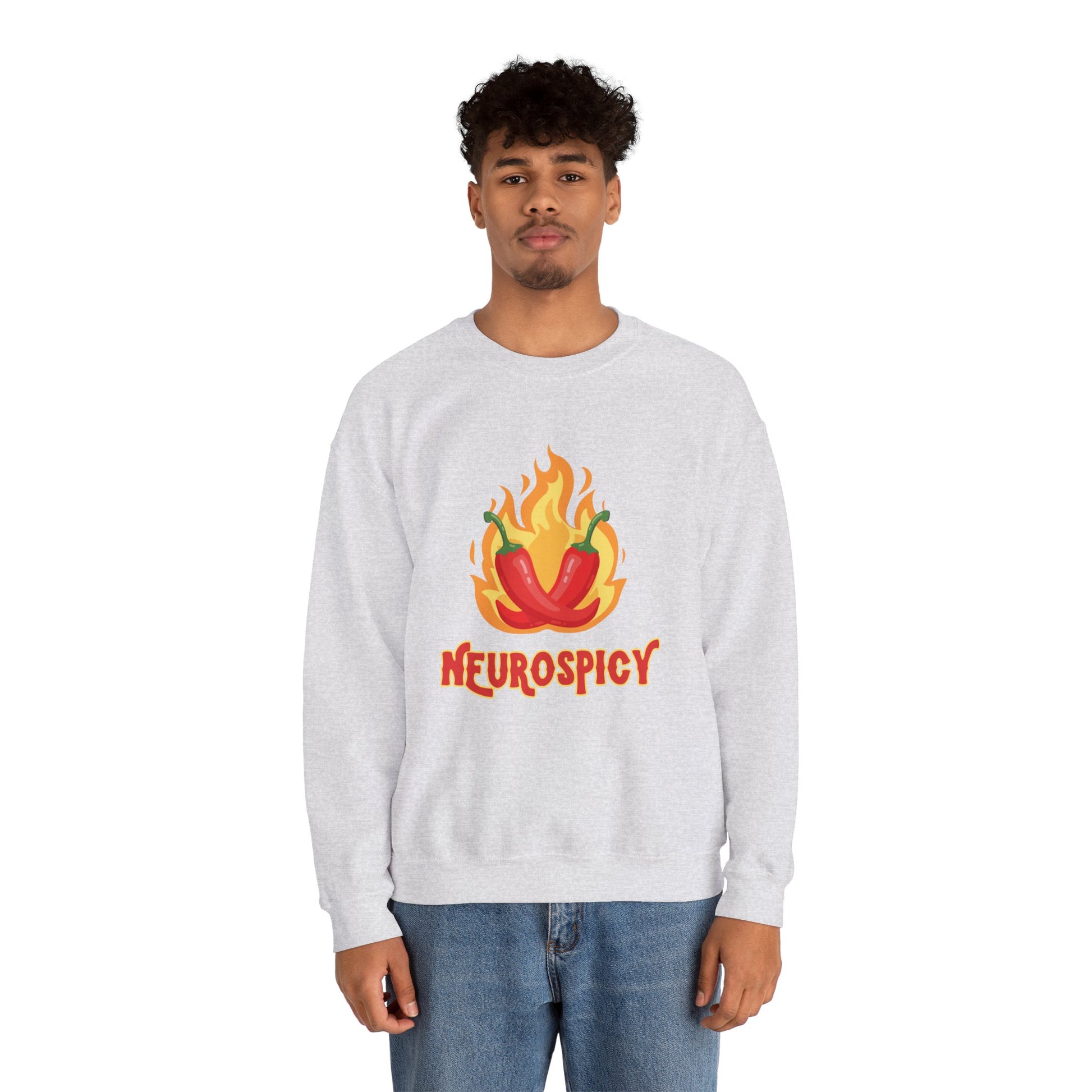 Neurospicy Flaming Peppers Unisex Heavy Blend Crewneck Sweatshirt