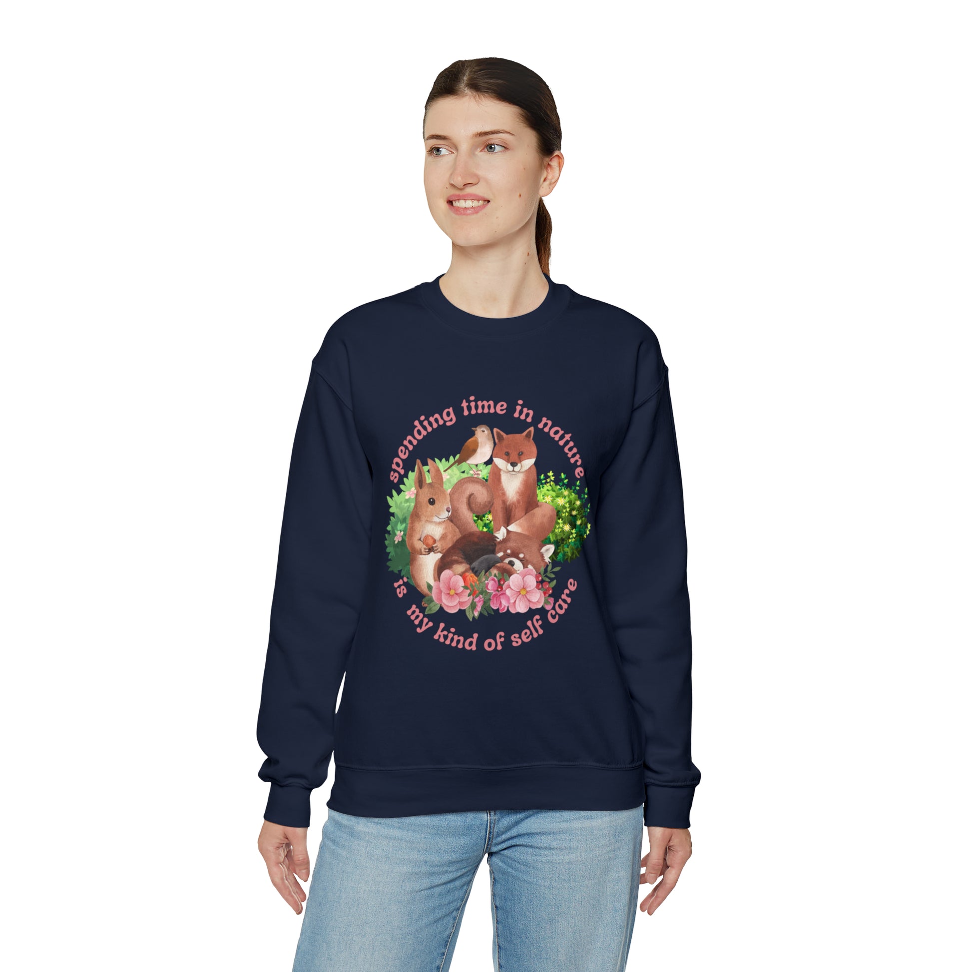 Nature is My Self Care Vintage Retro Style Unisex Heavy Blend Crewneck Sweatshirt (Fauna)