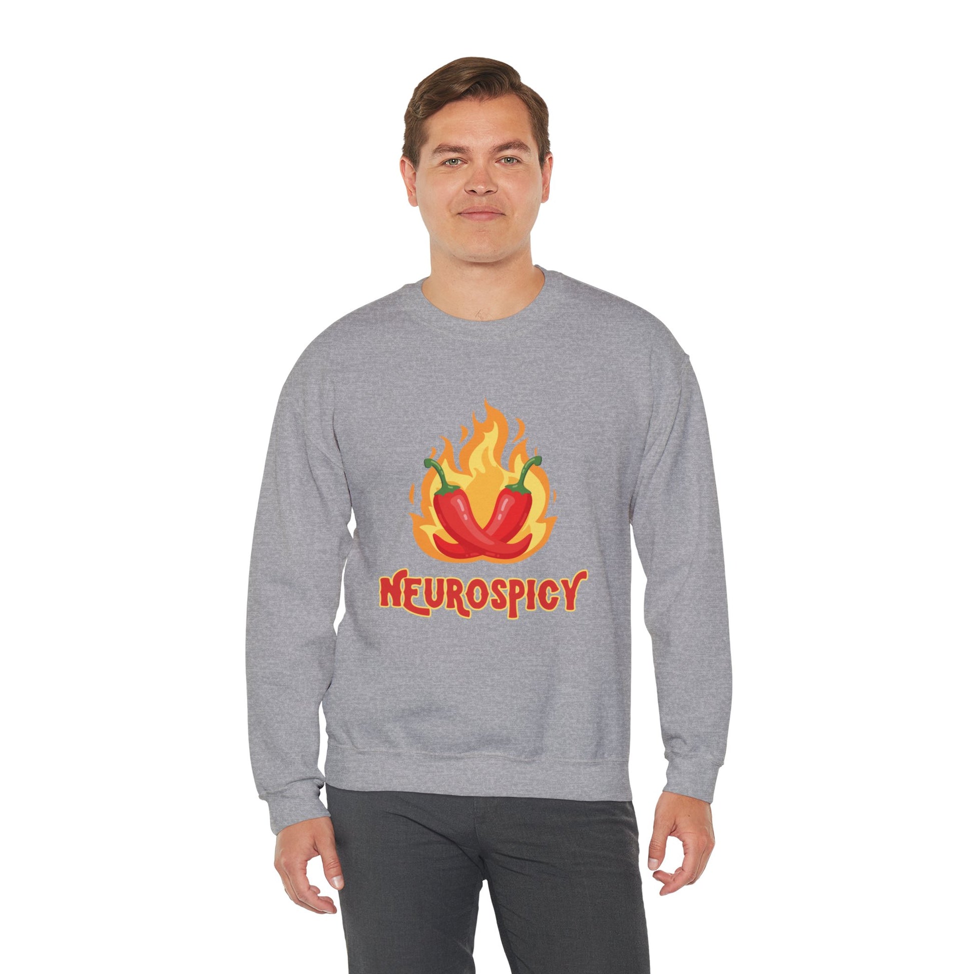 Neurospicy Flaming Peppers Unisex Heavy Blend Crewneck Sweatshirt