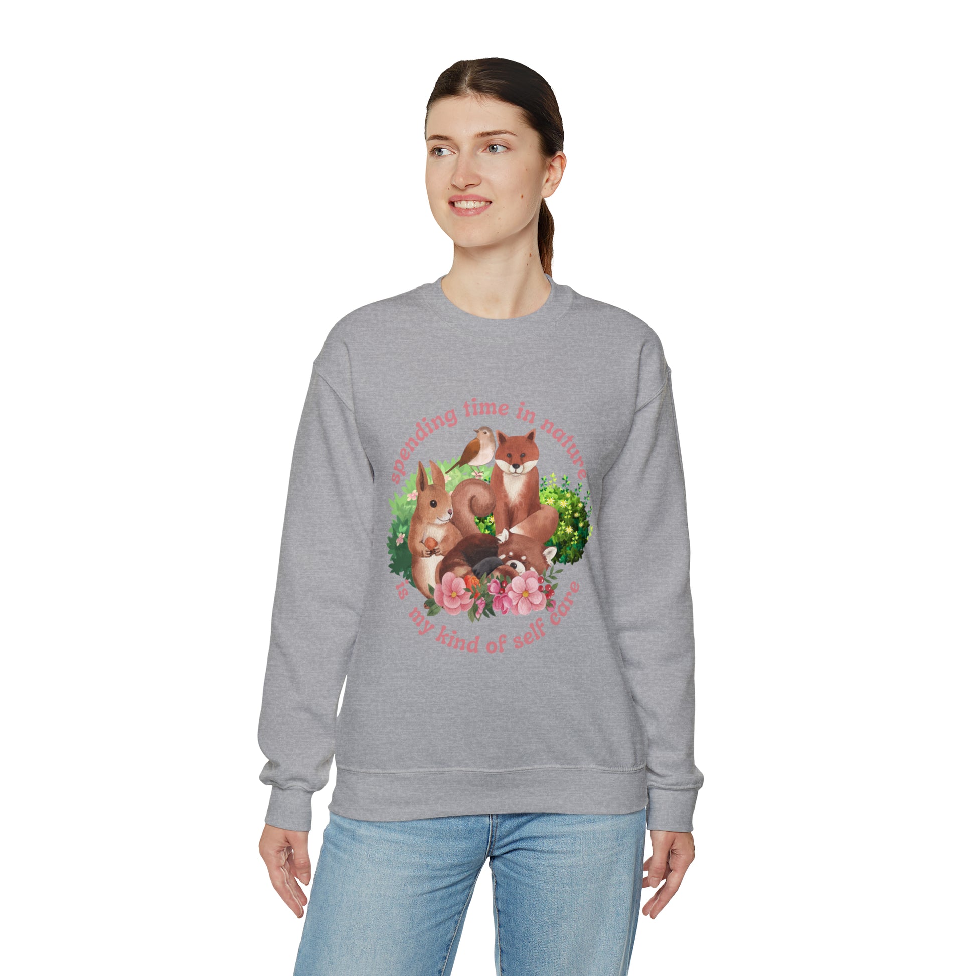 Nature is My Self Care Vintage Retro Style Unisex Heavy Blend Crewneck Sweatshirt (Fauna)