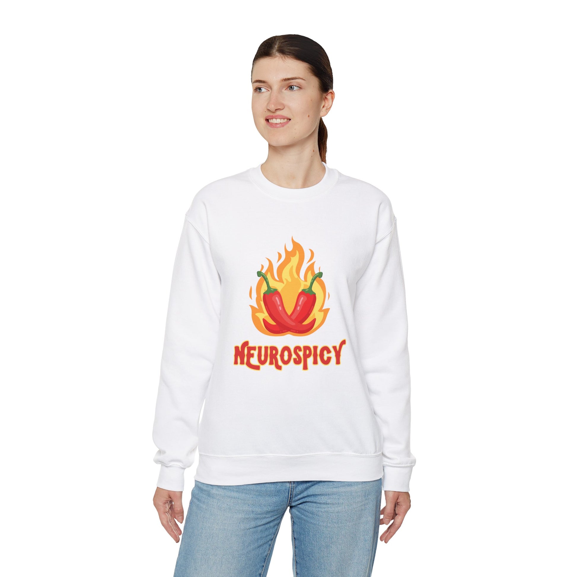 Neurospicy Flaming Peppers Unisex Heavy Blend Crewneck Sweatshirt