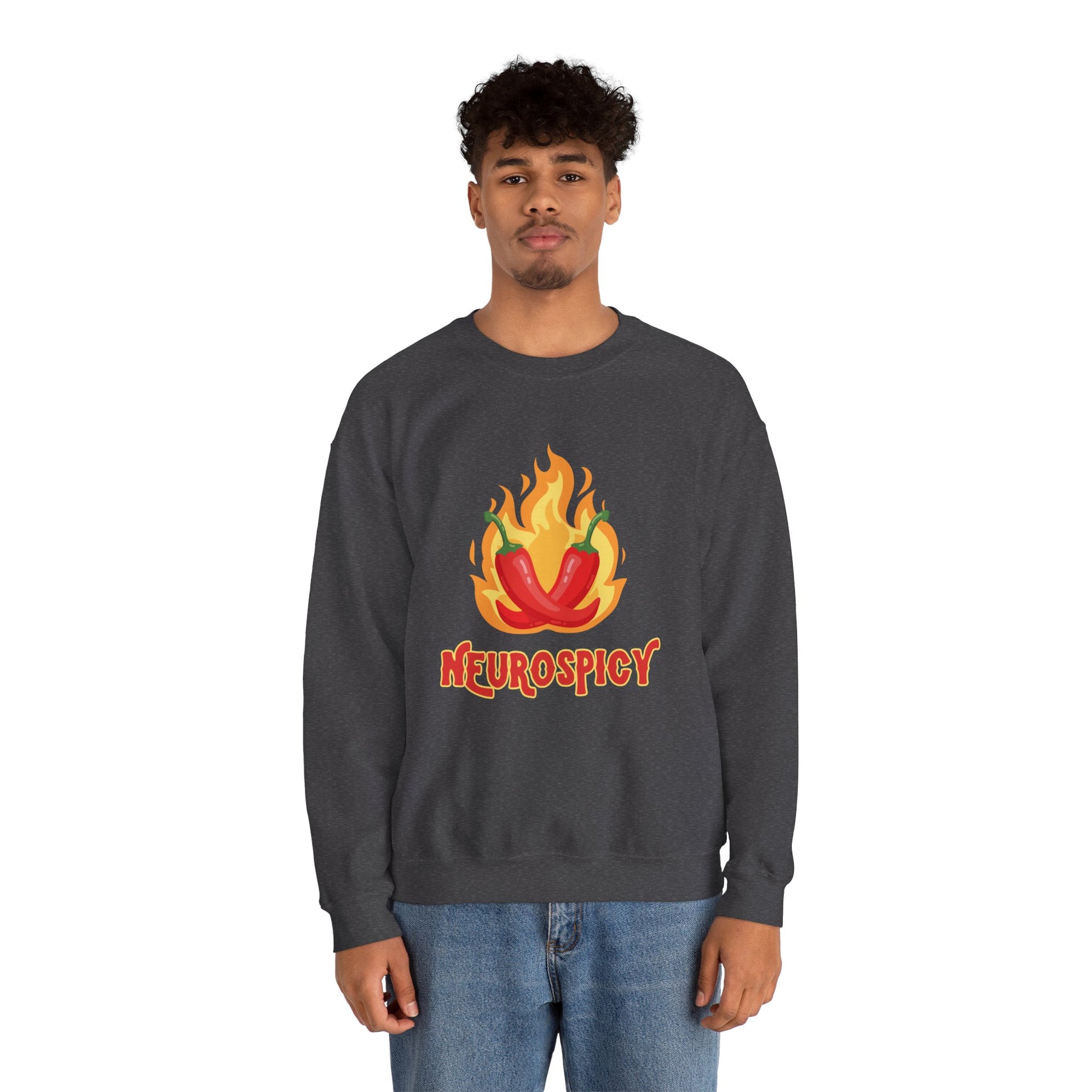 Neurospicy Flaming Peppers Unisex Heavy Blend Crewneck Sweatshirt