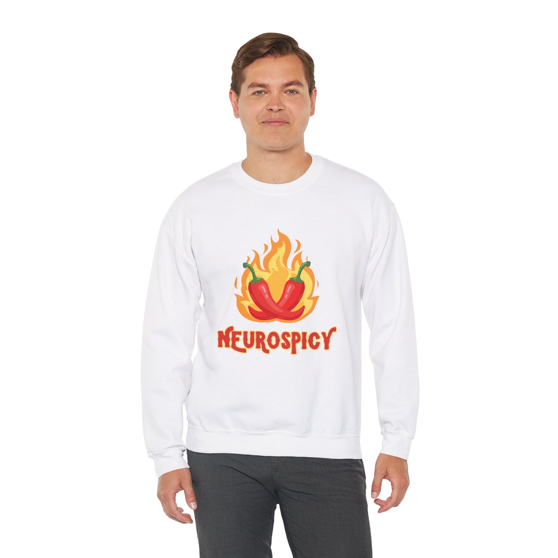 Neurospicy Flaming Peppers Unisex Heavy Blend Crewneck Sweatshirt