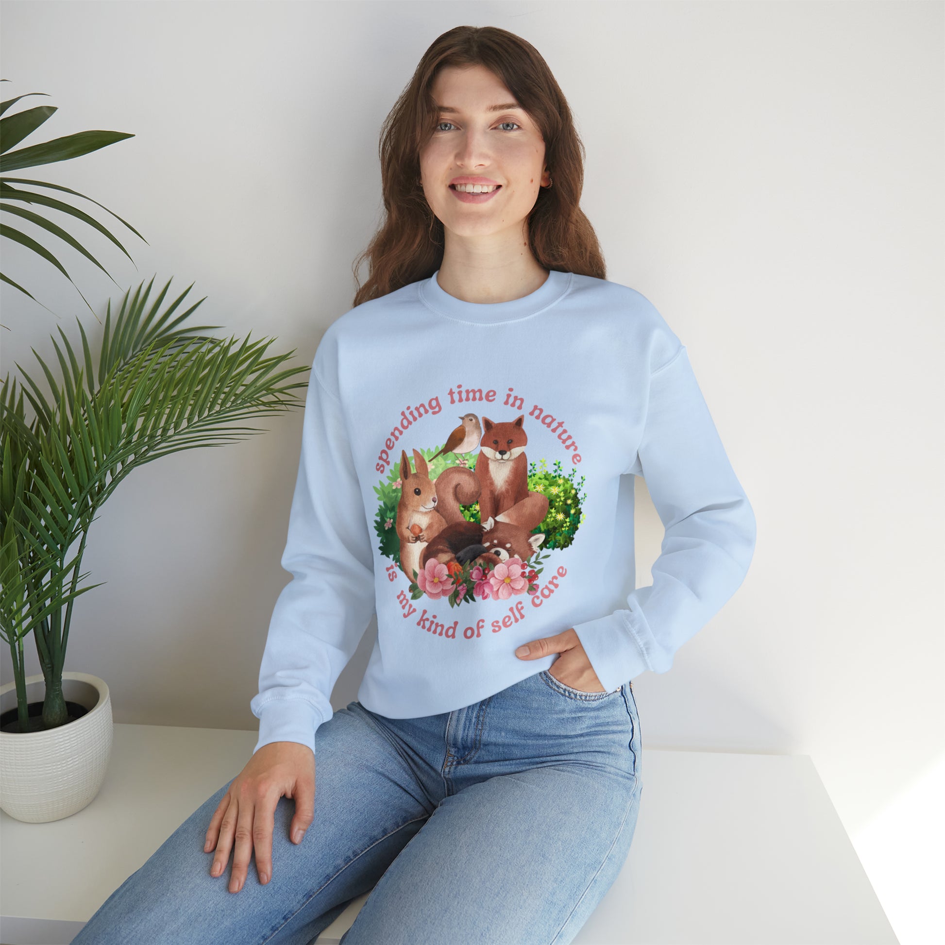 Nature is My Self Care Vintage Retro Style Unisex Heavy Blend Crewneck Sweatshirt (Fauna)