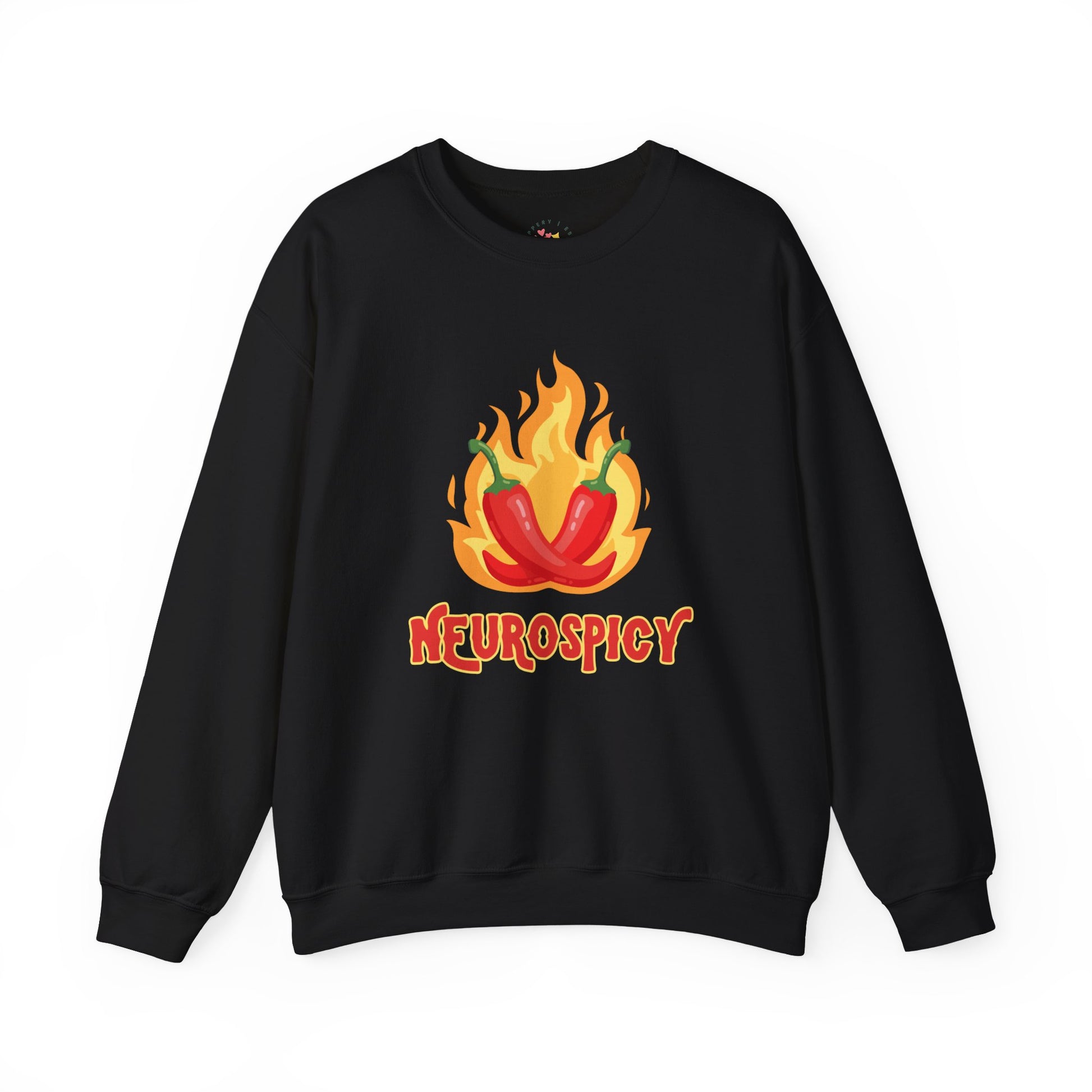 Neurospicy Flaming Peppers Unisex Heavy Blend Crewneck Sweatshirt