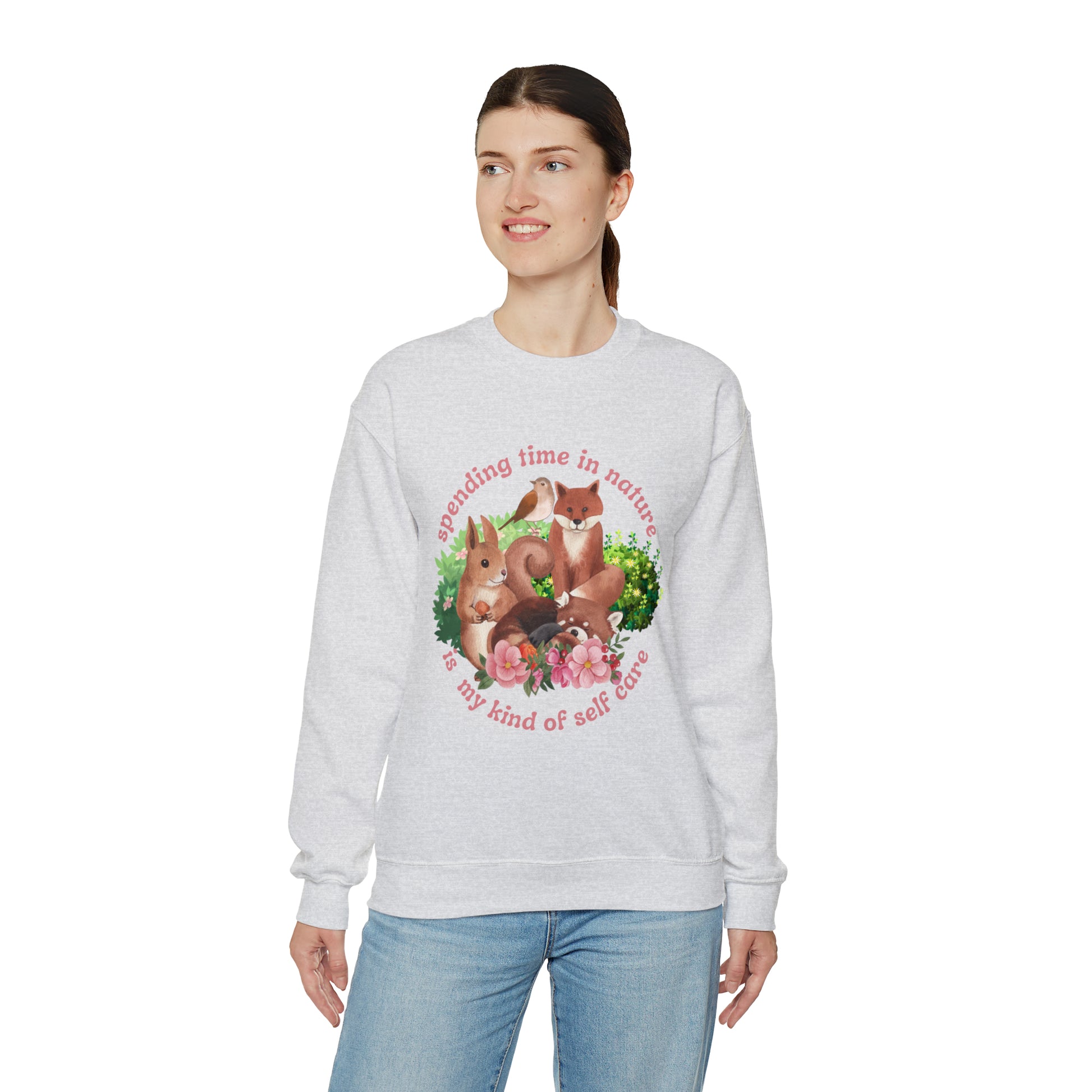 Nature is My Self Care Vintage Retro Style Unisex Heavy Blend Crewneck Sweatshirt (Fauna)