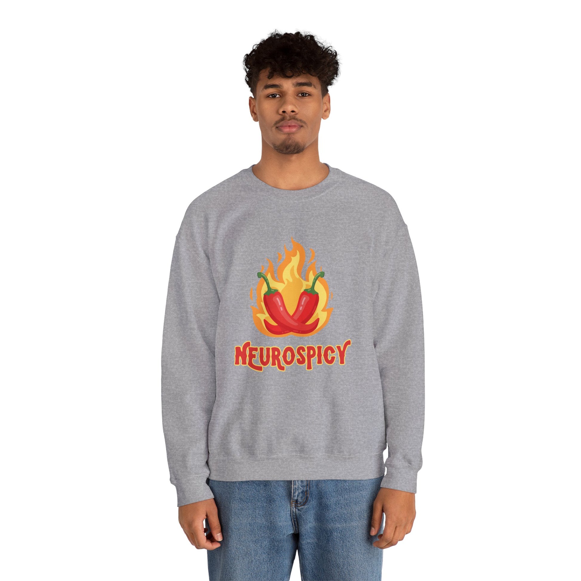 Neurospicy Flaming Peppers Unisex Heavy Blend Crewneck Sweatshirt