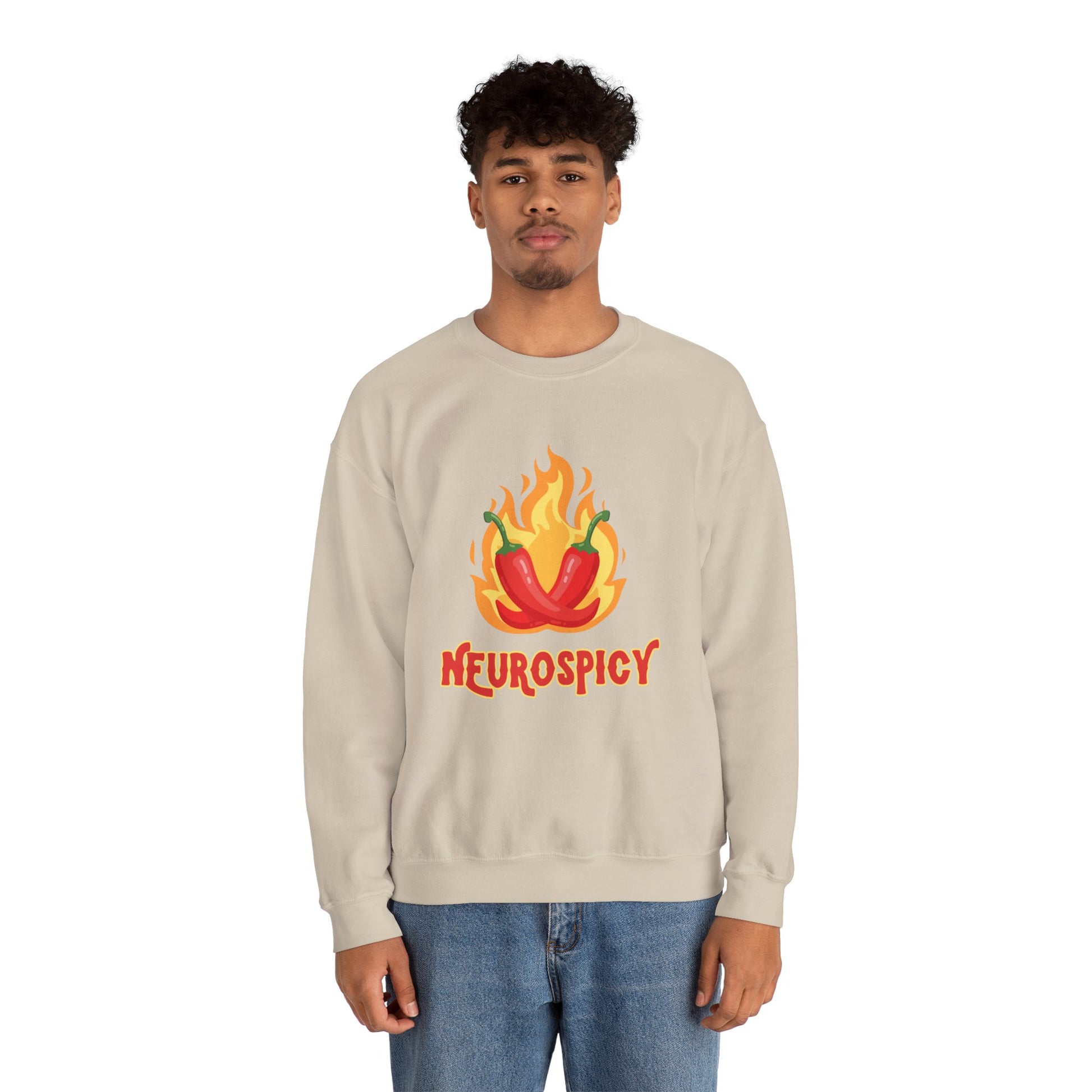 Neurospicy Flaming Peppers Unisex Heavy Blend Crewneck Sweatshirt