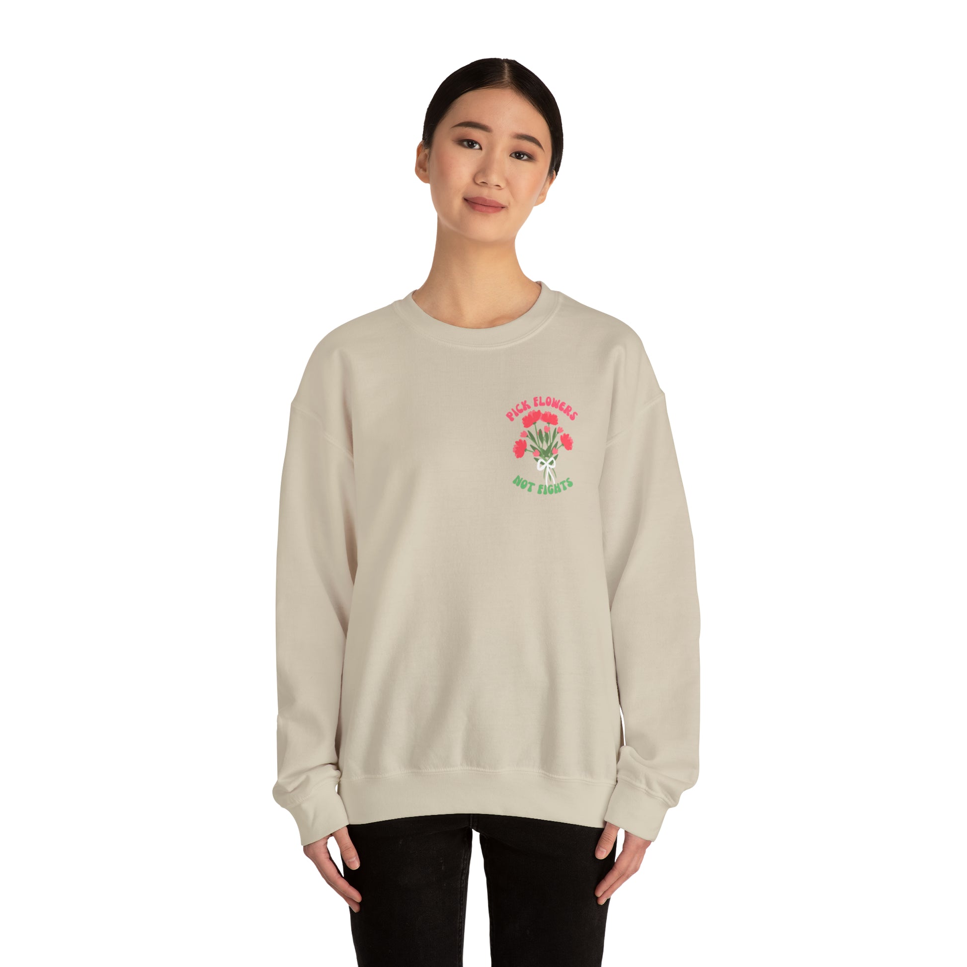 Pick Flowers Not Fights (Modern) Unisex Heavy Blend Crewneck Sweatshirt